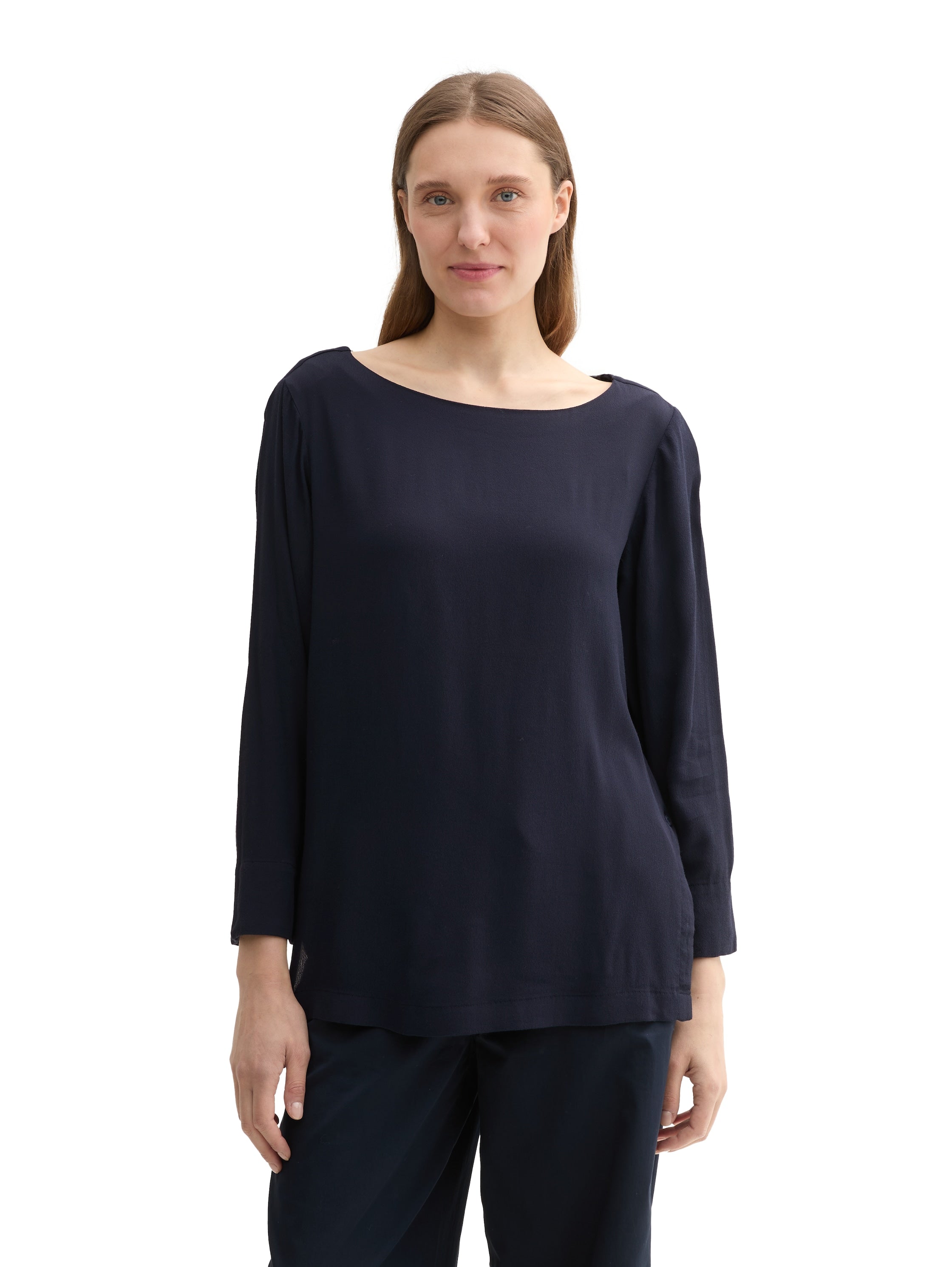 Round Neck Navy Plain Shirt