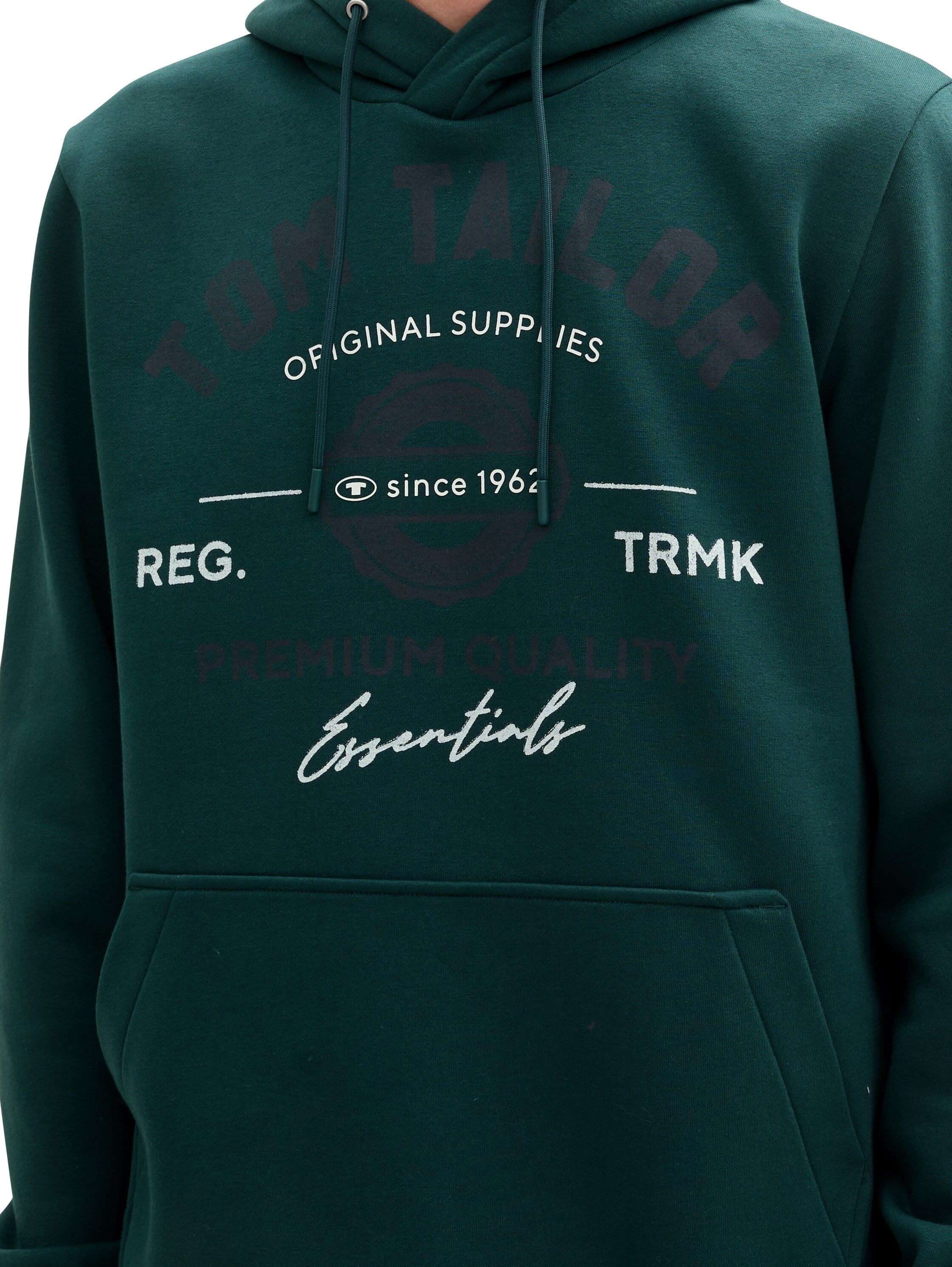 Tom Tailor Dark Green Hoodie With Front Logo