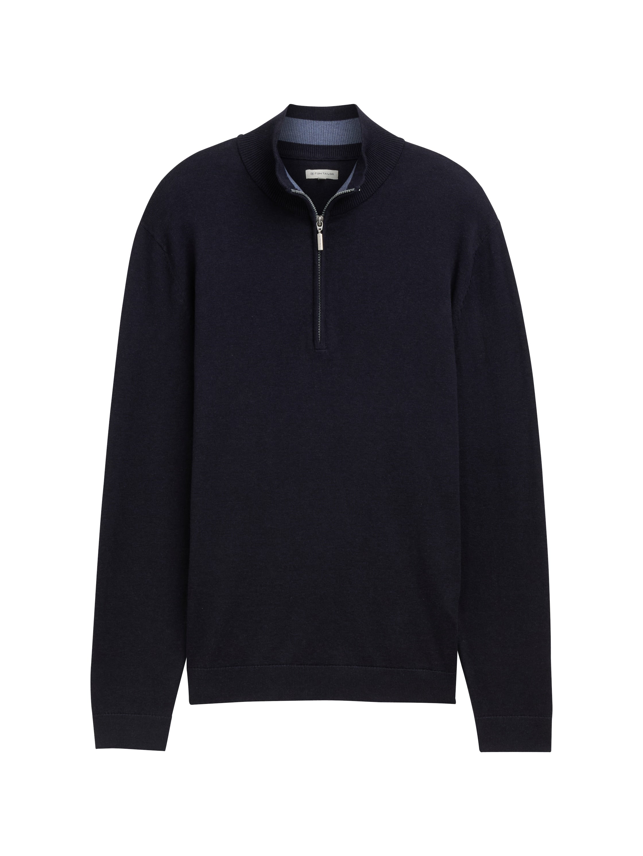 Tom Tailor Navy Sweater With Half Zipper To Close