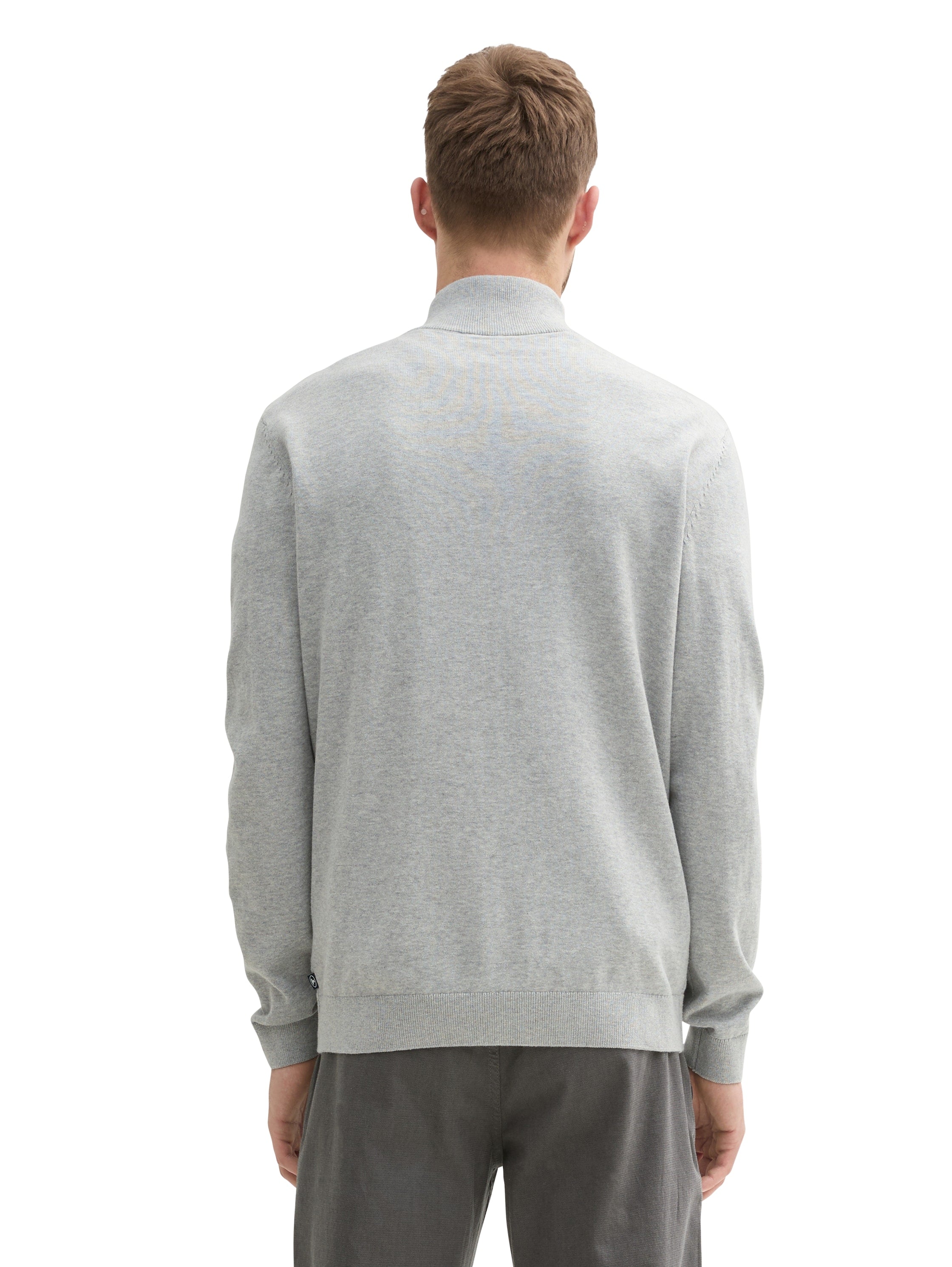 Tom Tailor light Grey Sweater With Half Zipper To Close