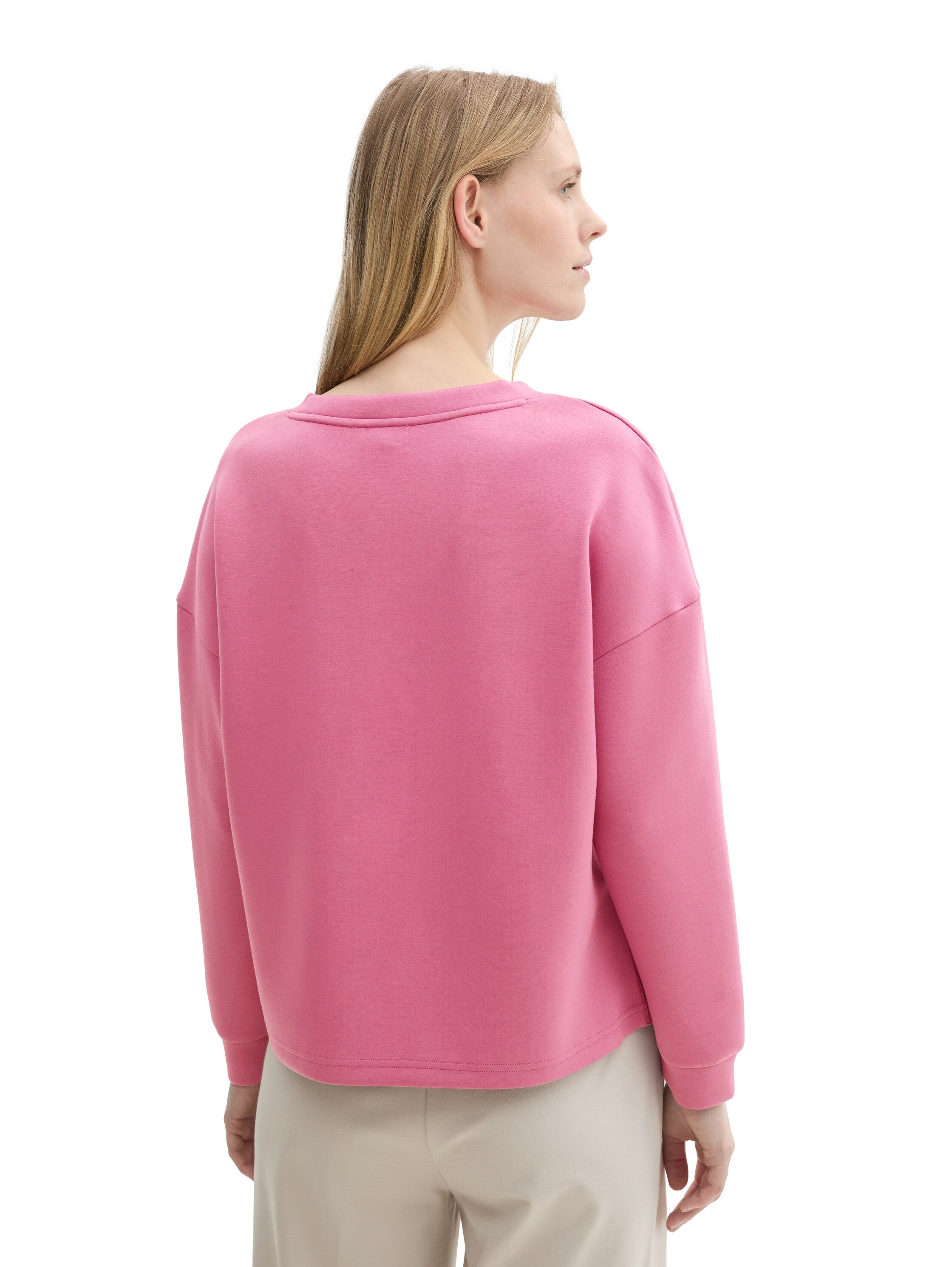 Tom Tailor Scuba V-Neck Pink Sweater