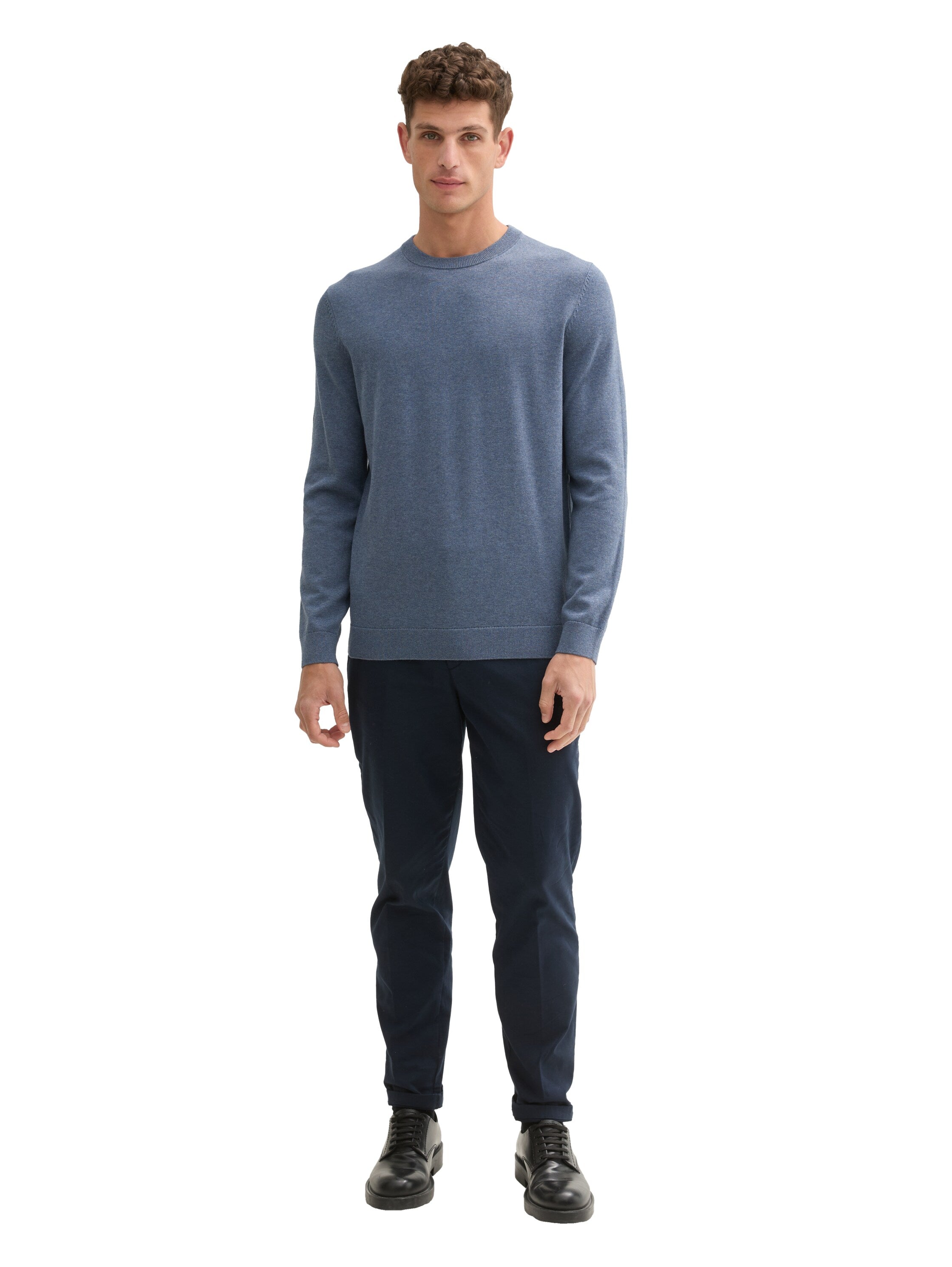 Tom Tailor Blue Grey Basic Round Neck Sweater