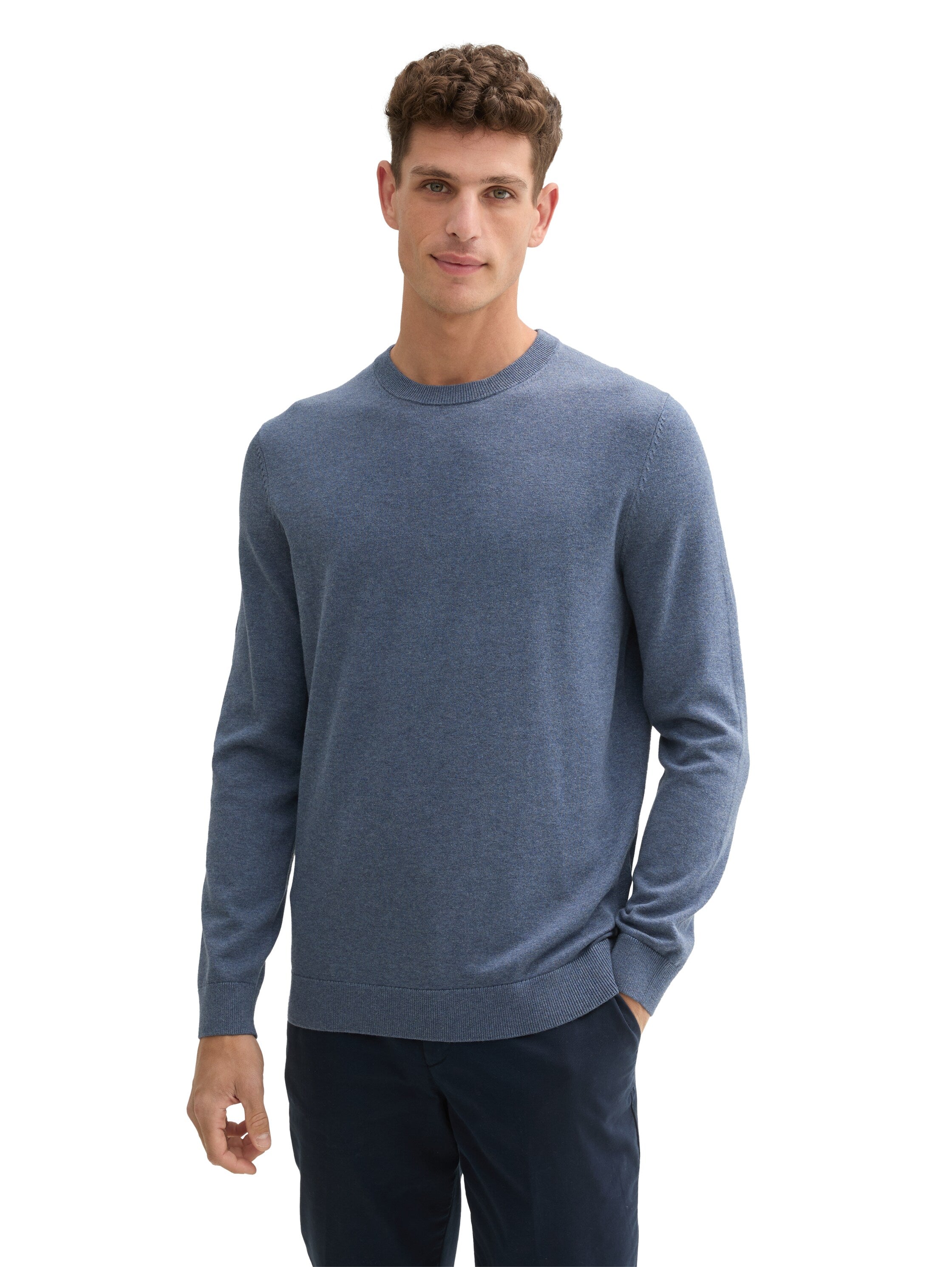 Tom Tailor Blue Grey Basic Round Neck Sweater