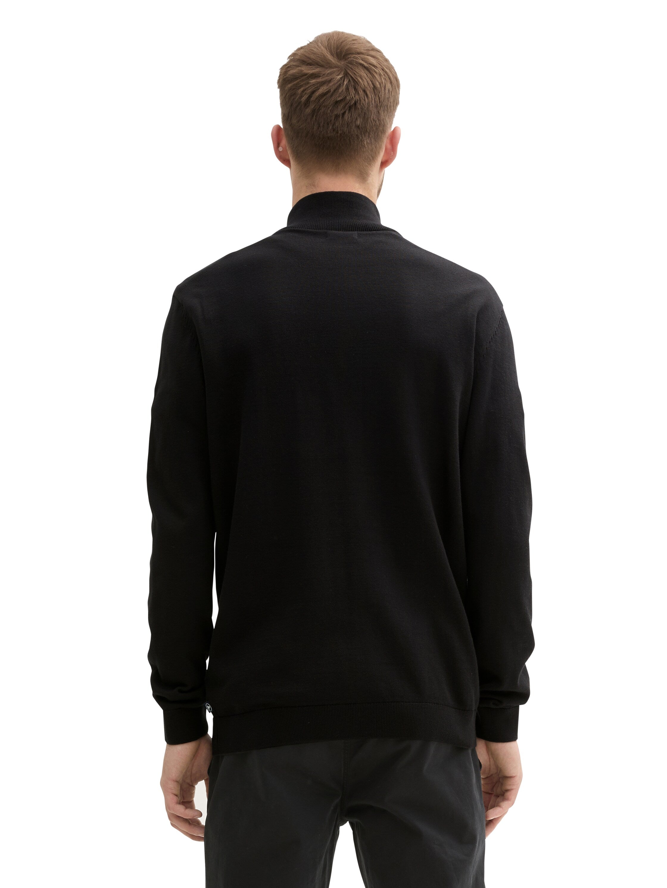 Tom Tailor Black Sweater With Half Zipper To Close