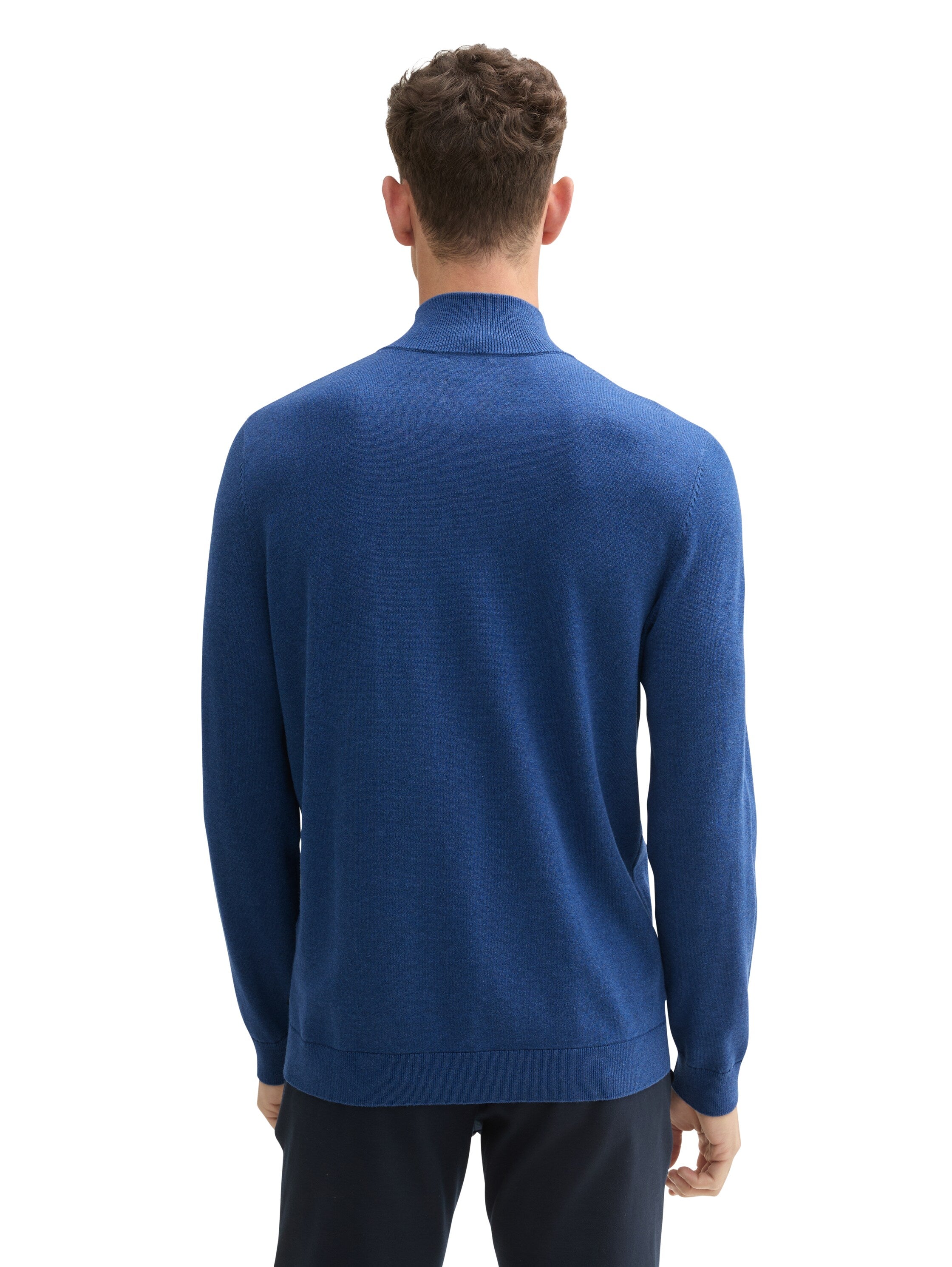 Tom Tailor Indigo Sweater With Half Zipper To Close