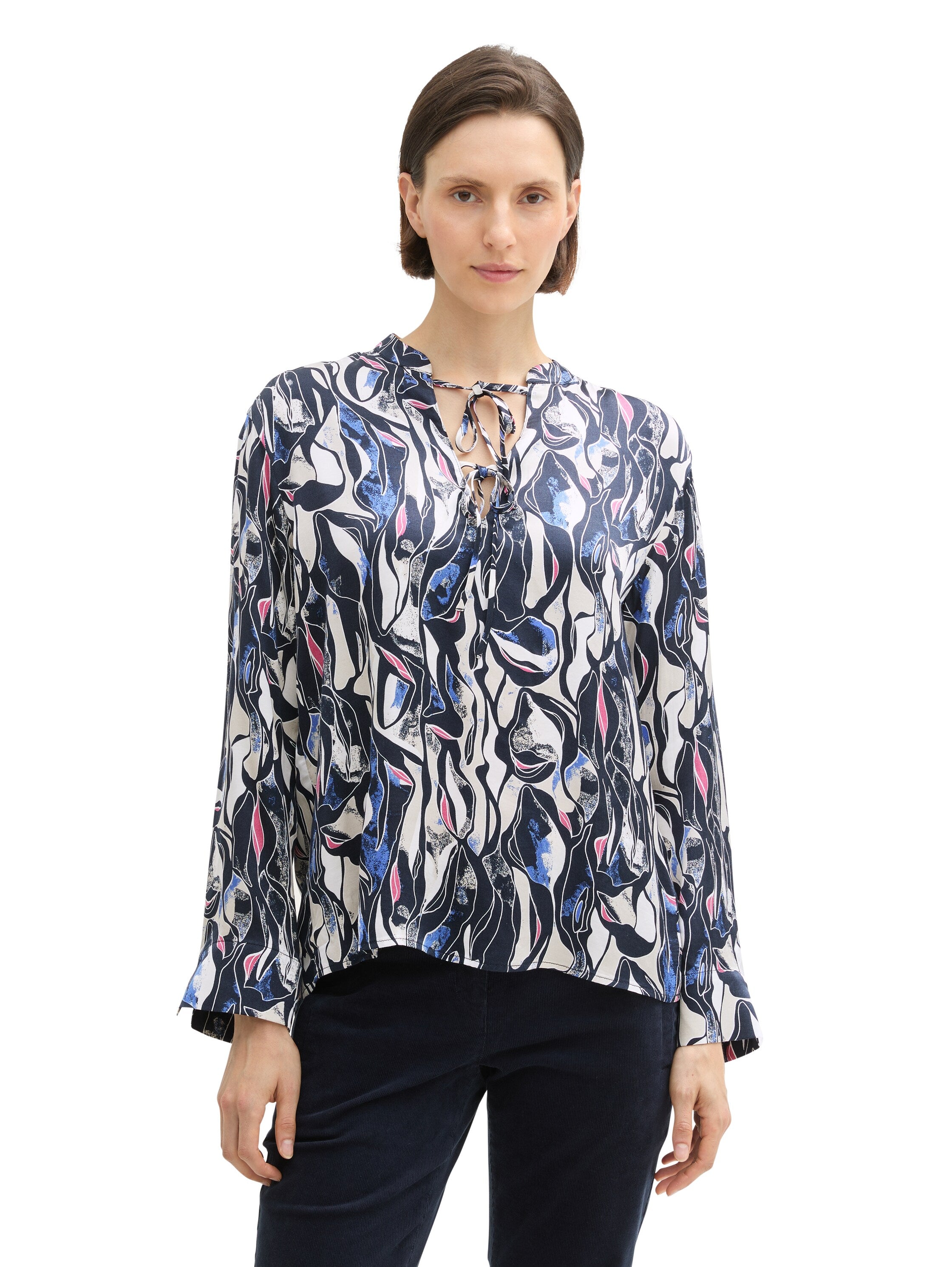 Tom Tailor Patterned Relaxed Fit Navy Shirt