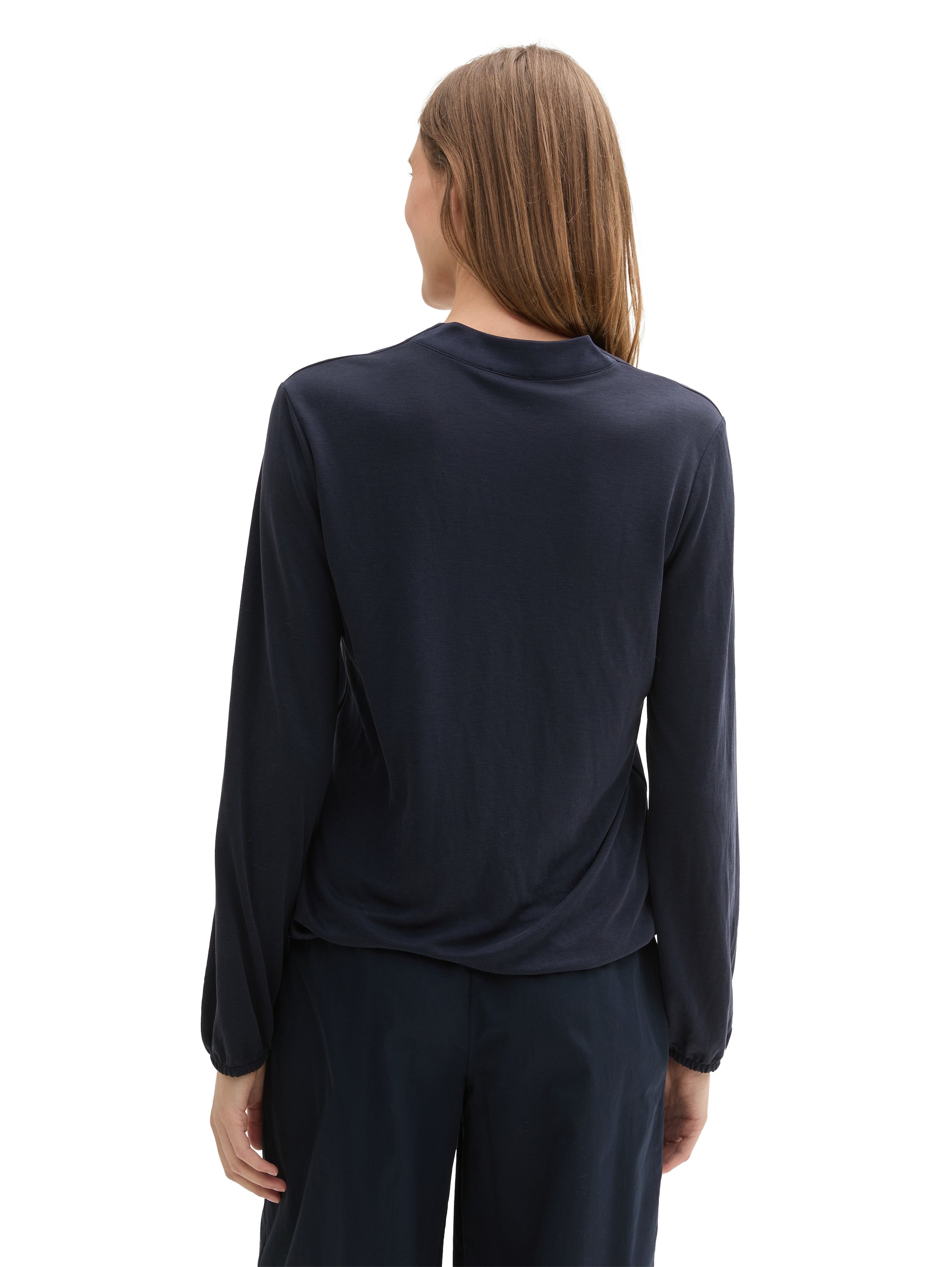 Long Sleeved Shiffon Navy Shirt