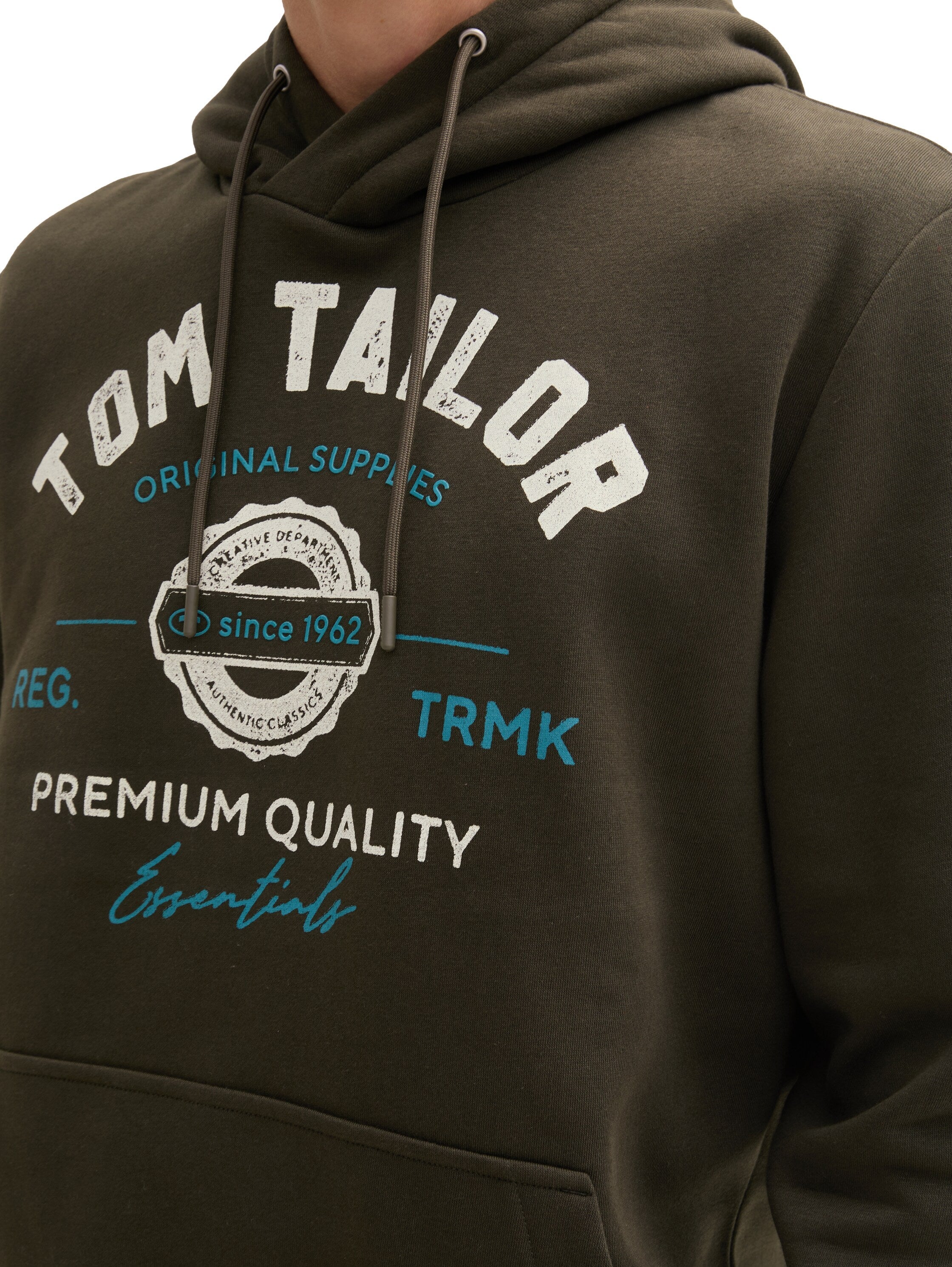 Tom Tailor Dark Khaki Hoodie With Front Logo