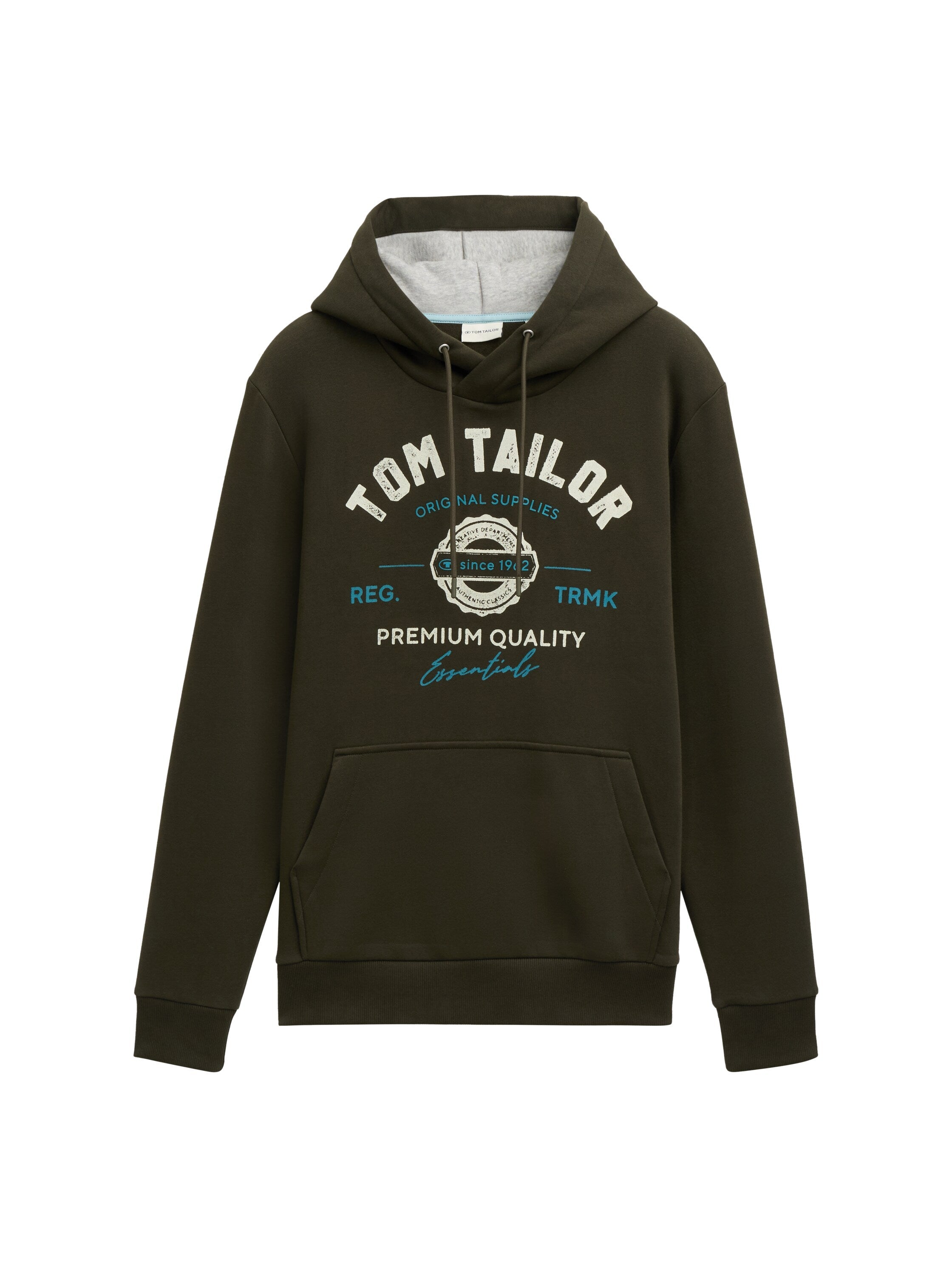 Tom Tailor Dark Khaki Hoodie With Front Logo