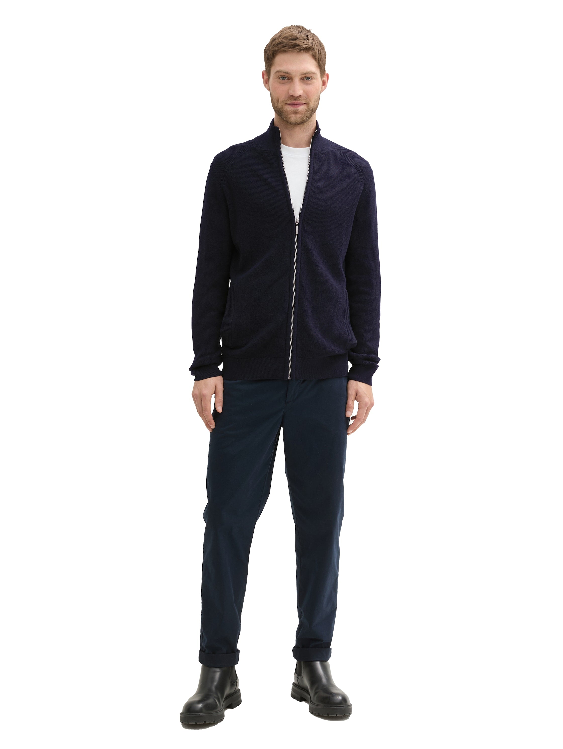 Tom Tailor Structured Knitted Navy Jacket