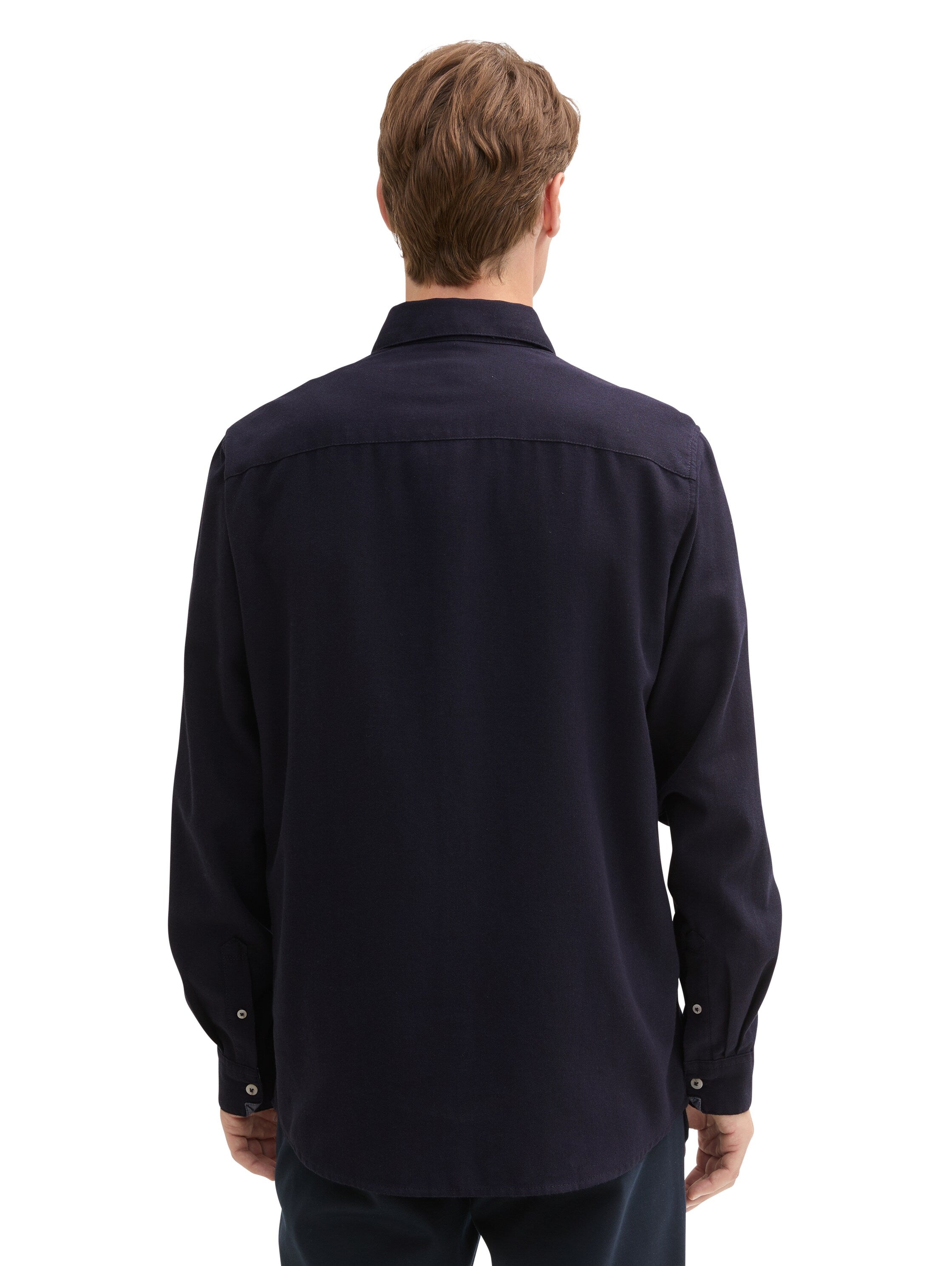 Tom Tailor Navy Shirt With A Mélange Look