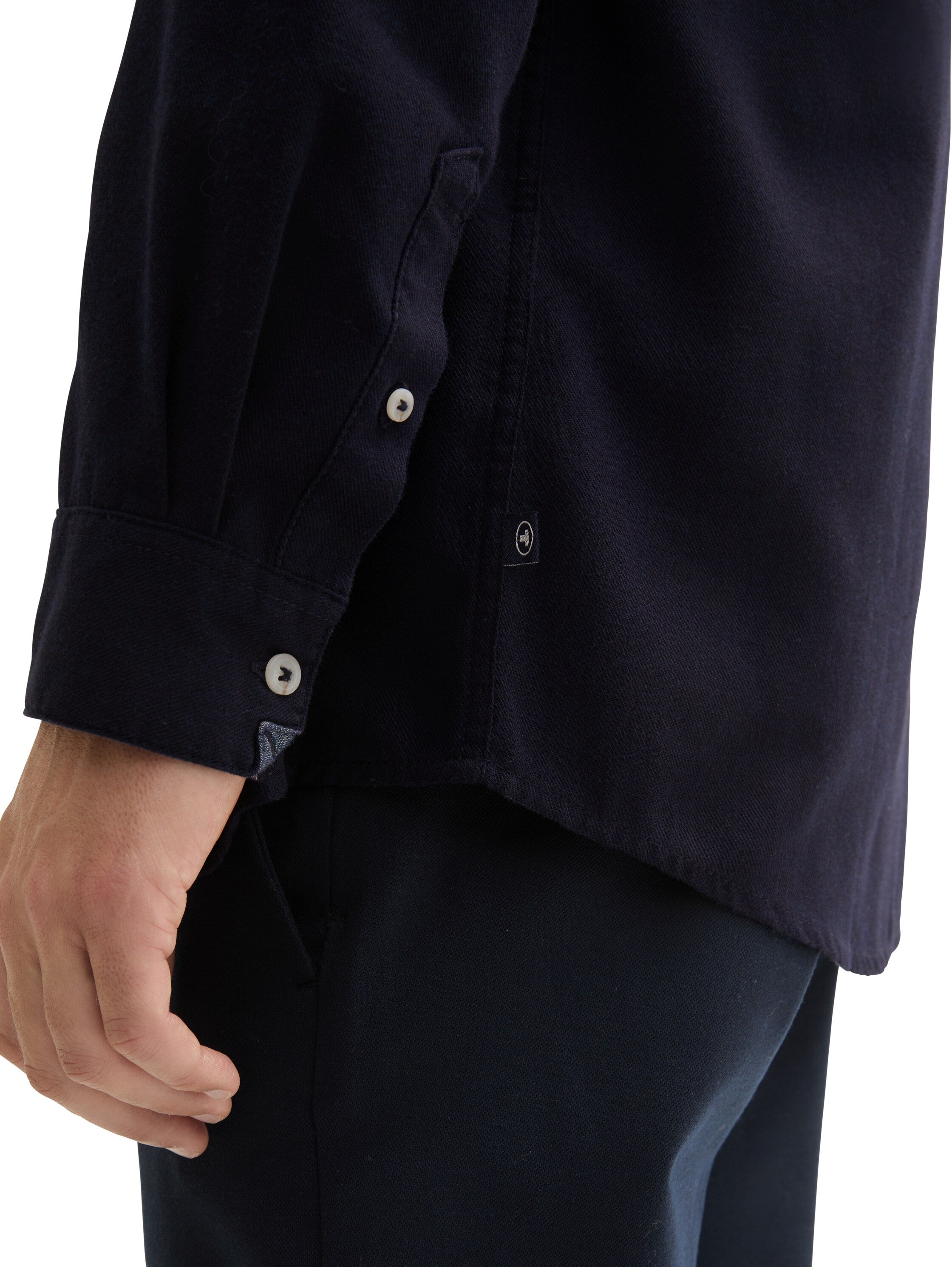 Tom Tailor Navy Shirt With A Mélange Look