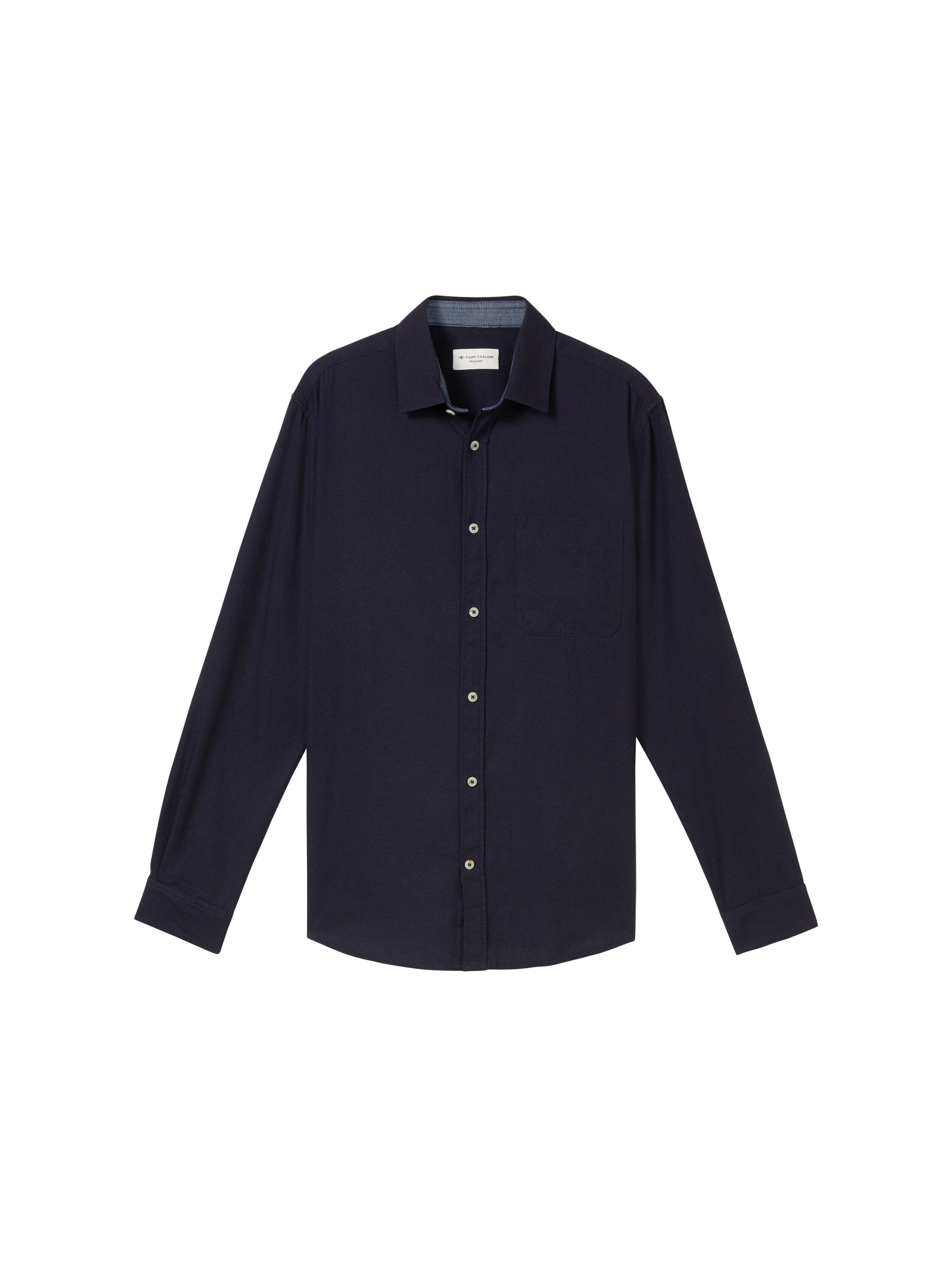 Tom Tailor Navy Shirt With A Mélange Look