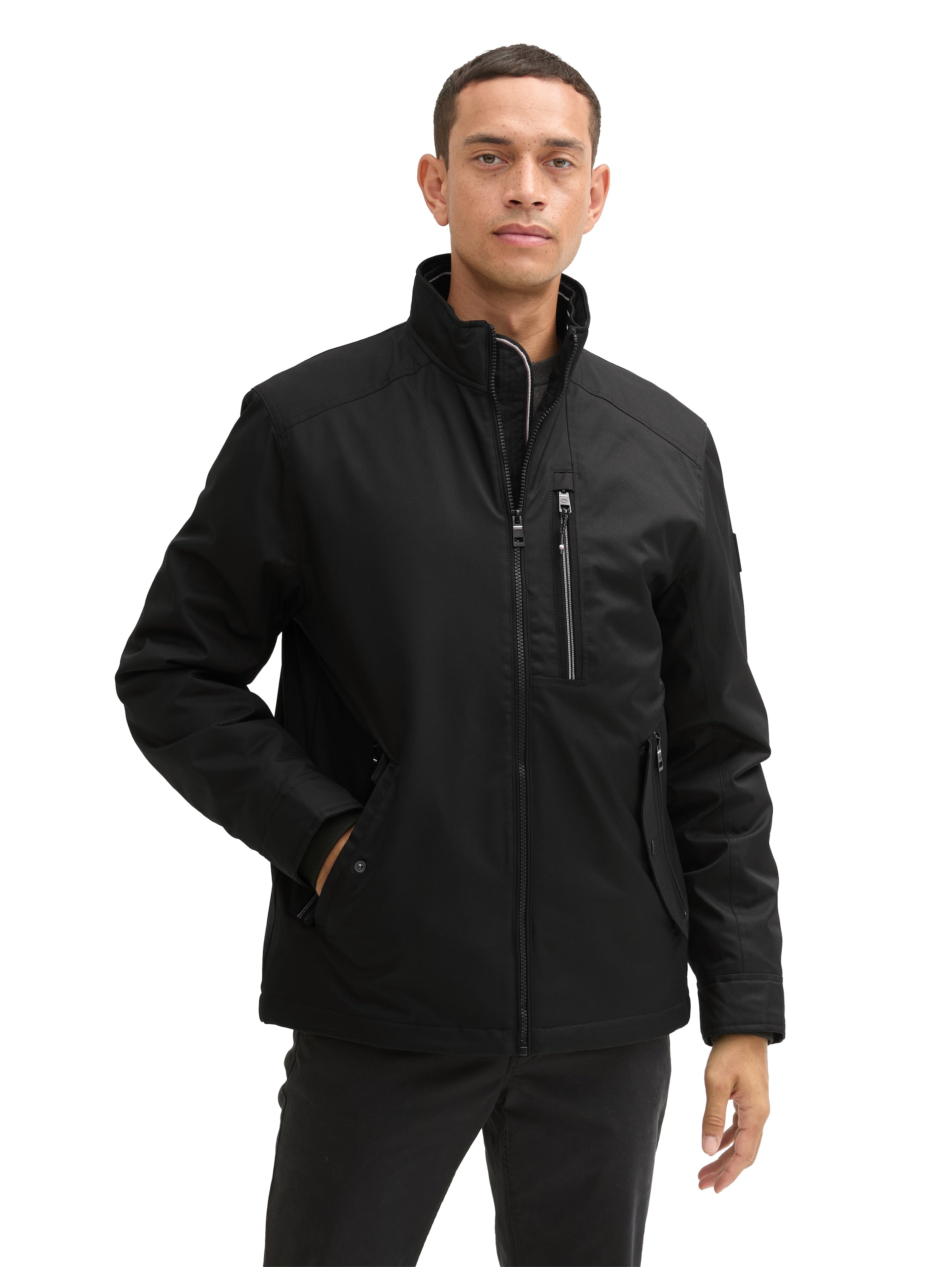 Tom Tailor Black Jacket With Zip Pocket