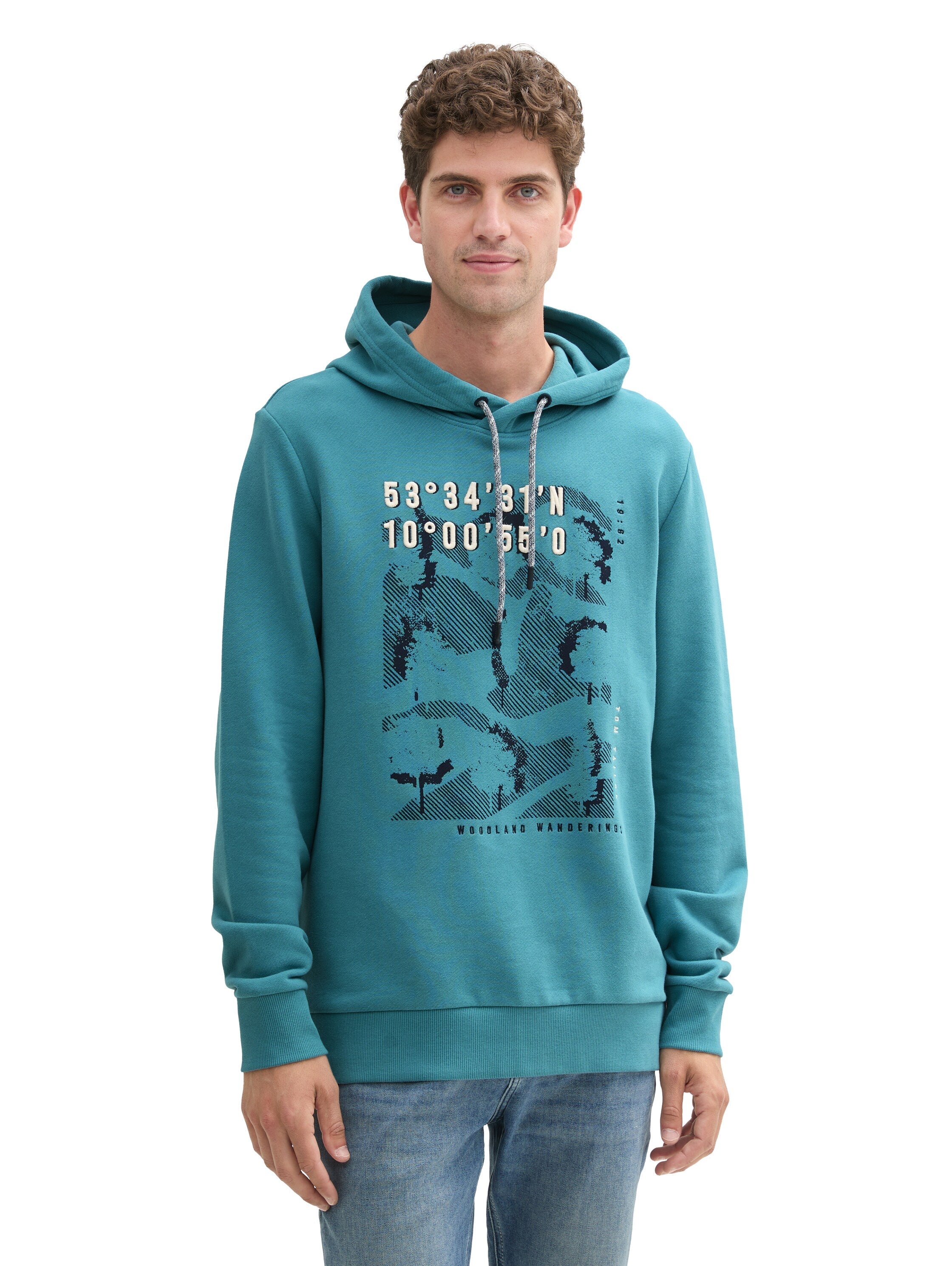 Tom Tailor Turquoise Printed Hoodie