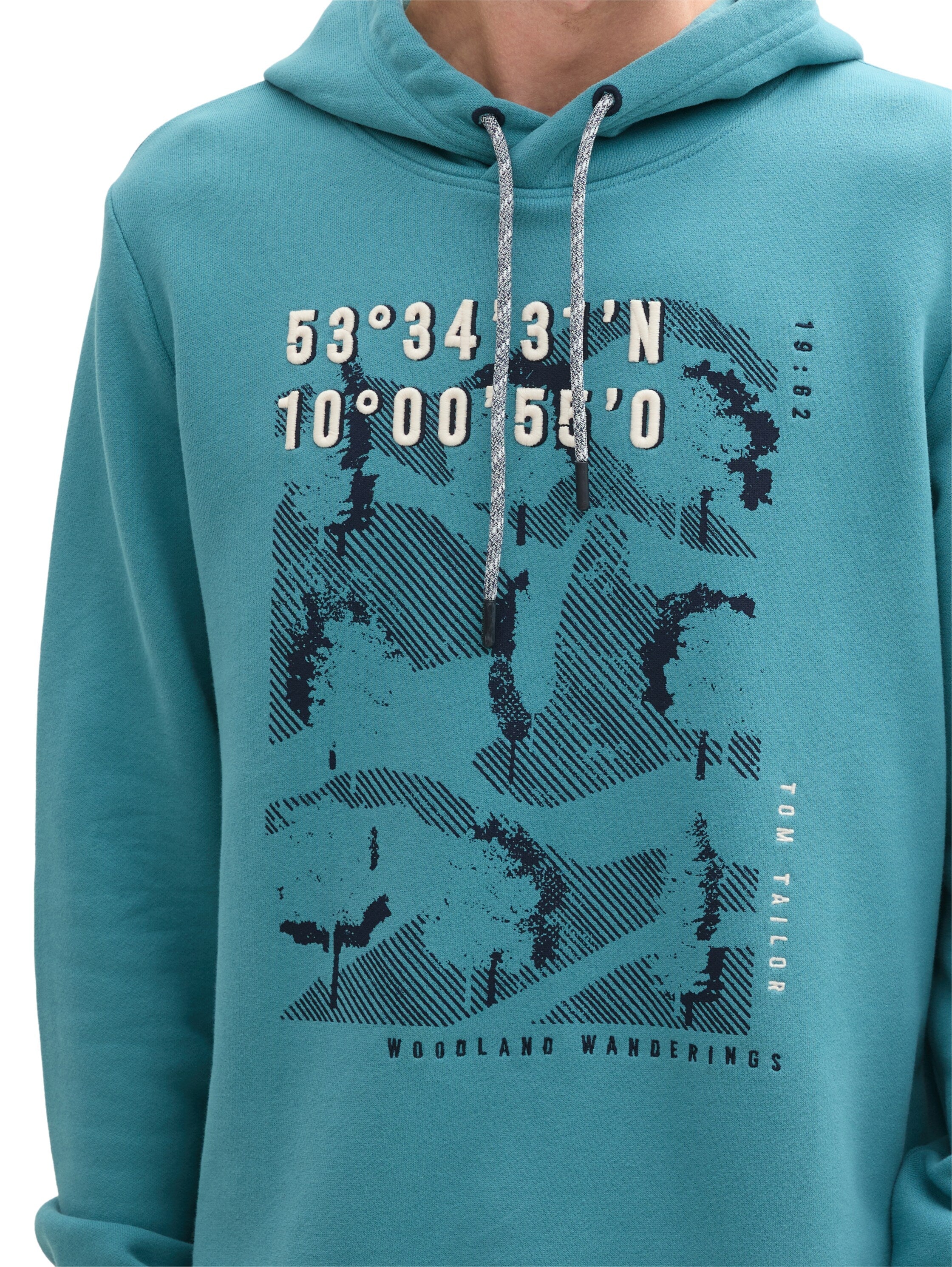 Tom Tailor Turquoise Printed Hoodie