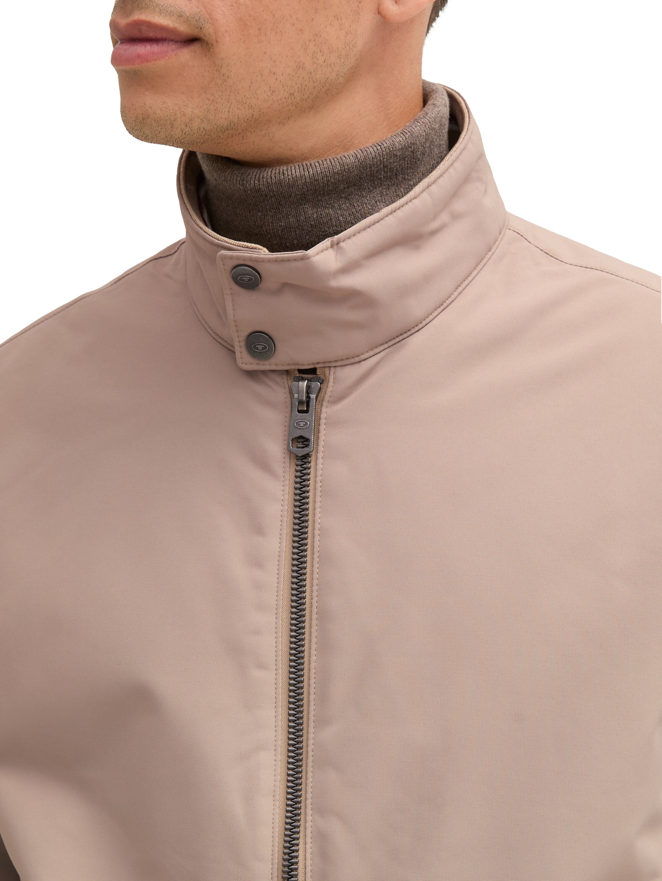 Tom Tailor Moutain Taupe Jacket With a Stand Up Collar