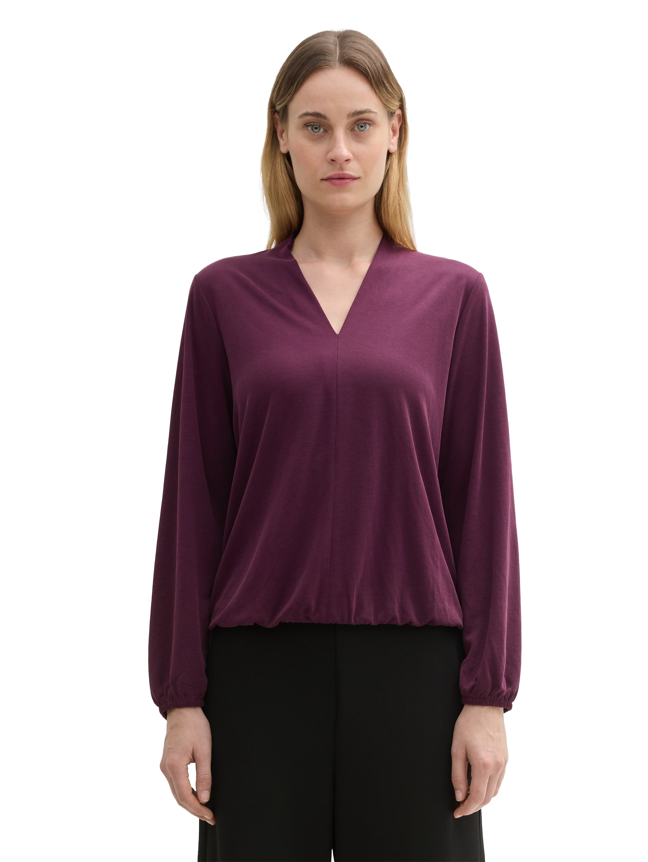 Long Sleeved Shiffon Burgundy Shirt