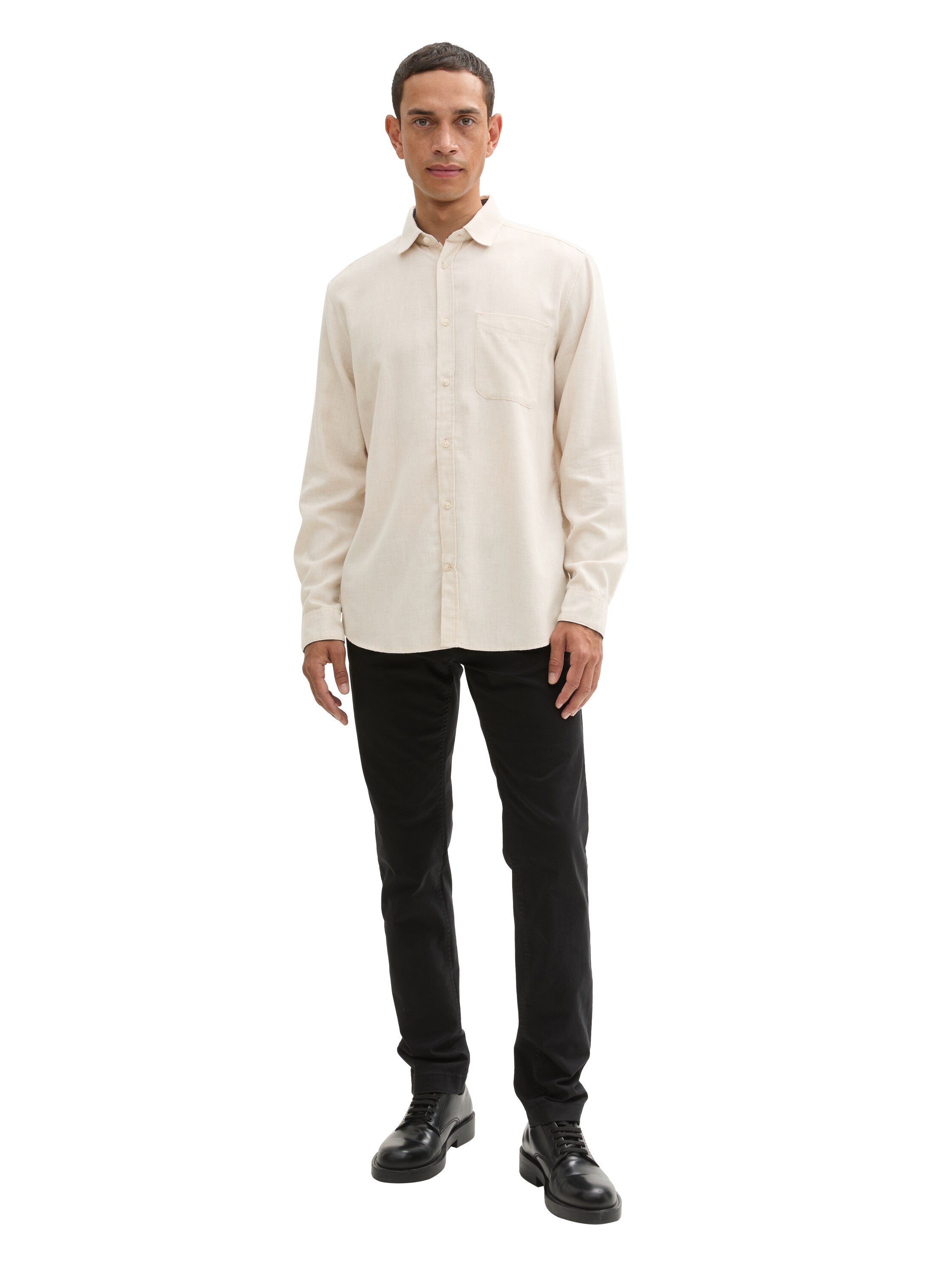 Tom Tailor White Shirt With A Mélange Look