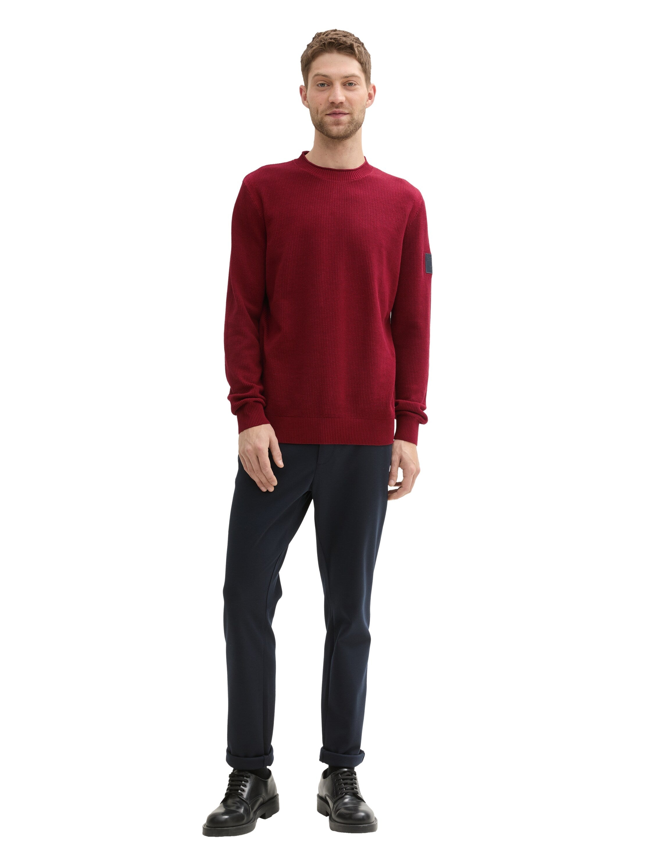 Tom Tailor Structured Knitted Burgundy Sweater