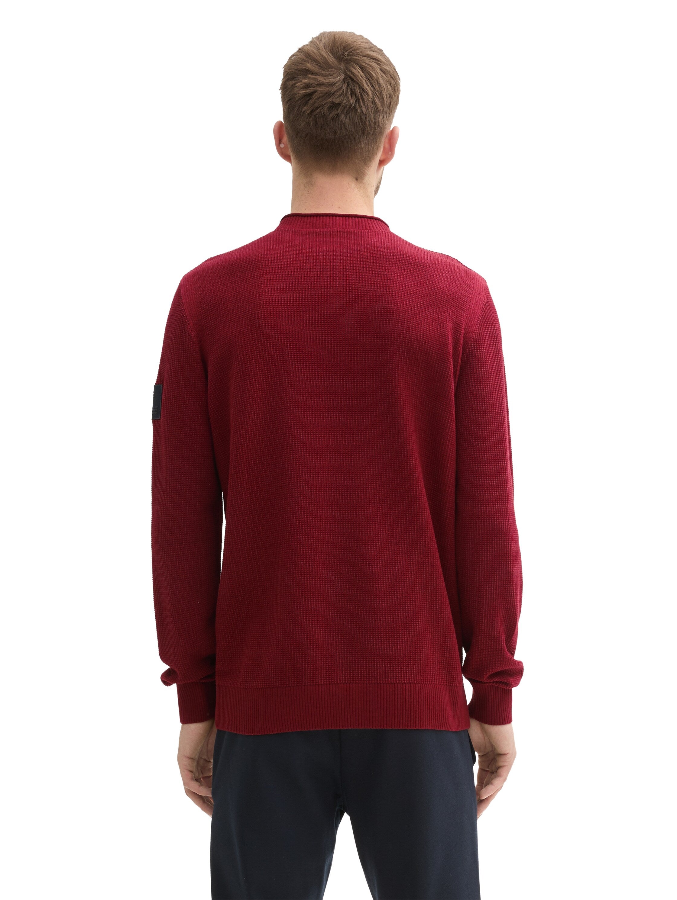 Tom Tailor Structured Knitted Burgundy Sweater