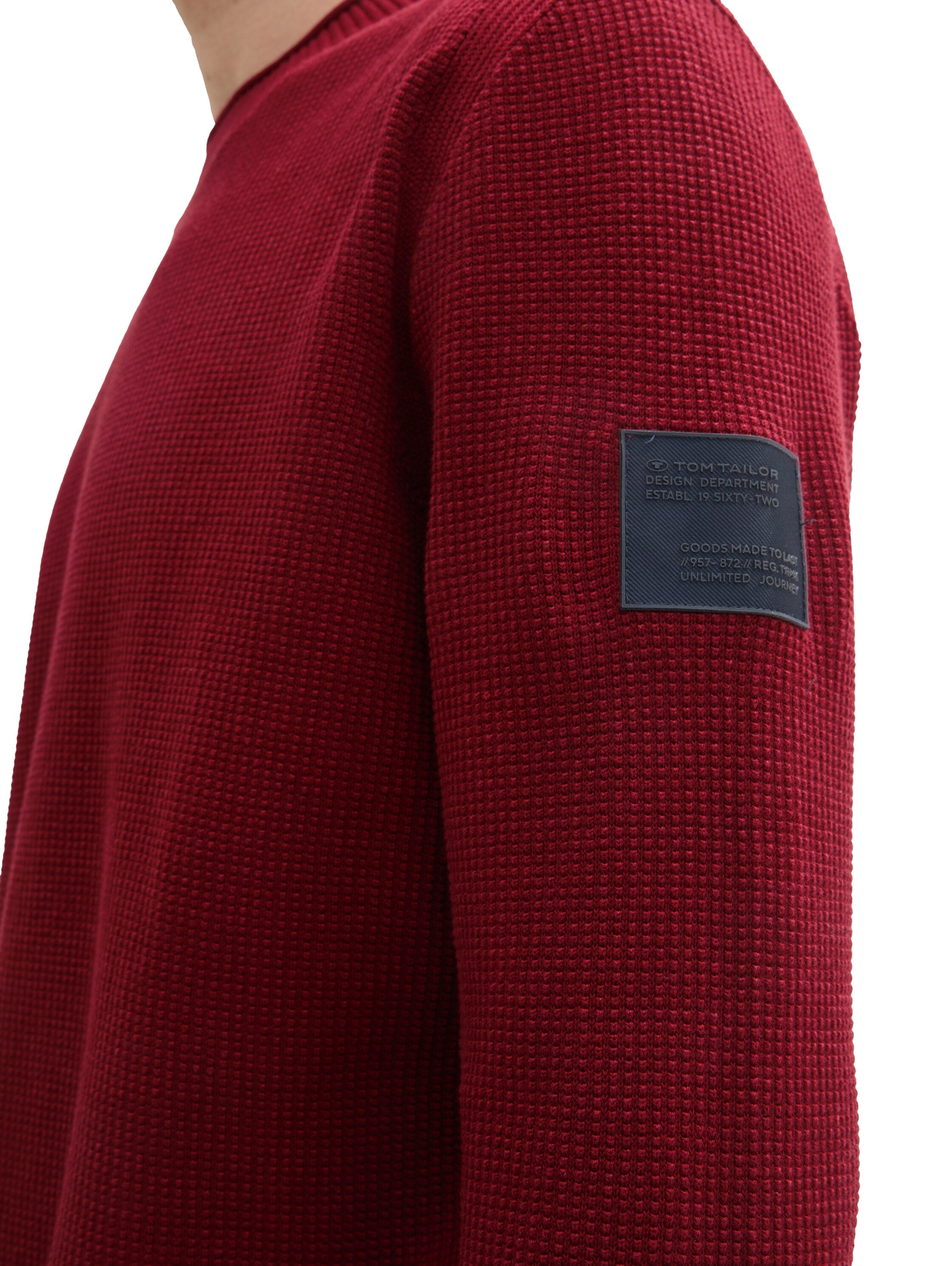 Tom Tailor Structured Knitted Burgundy Sweater