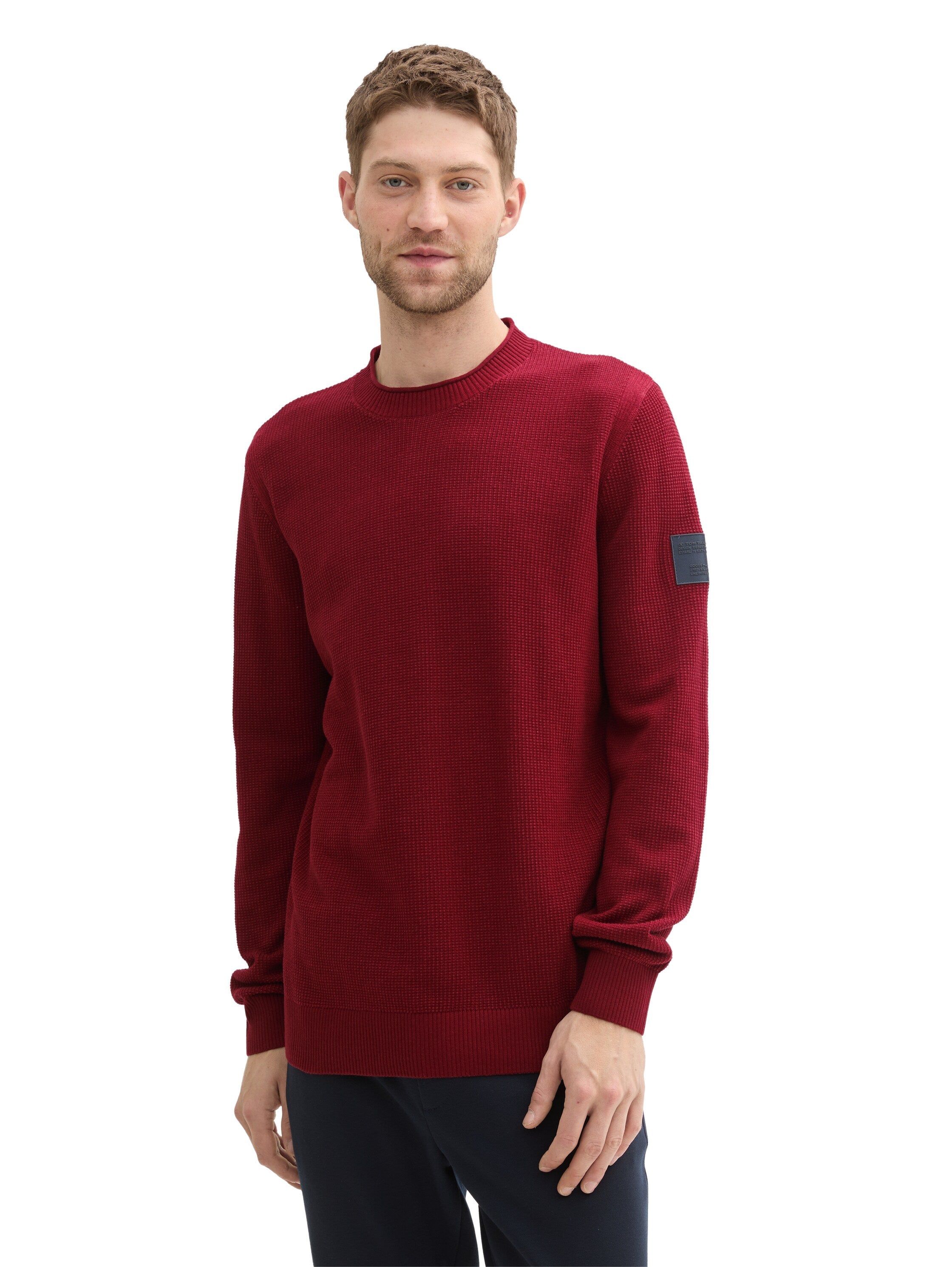 Tom Tailor Structured Knitted Burgundy Sweater