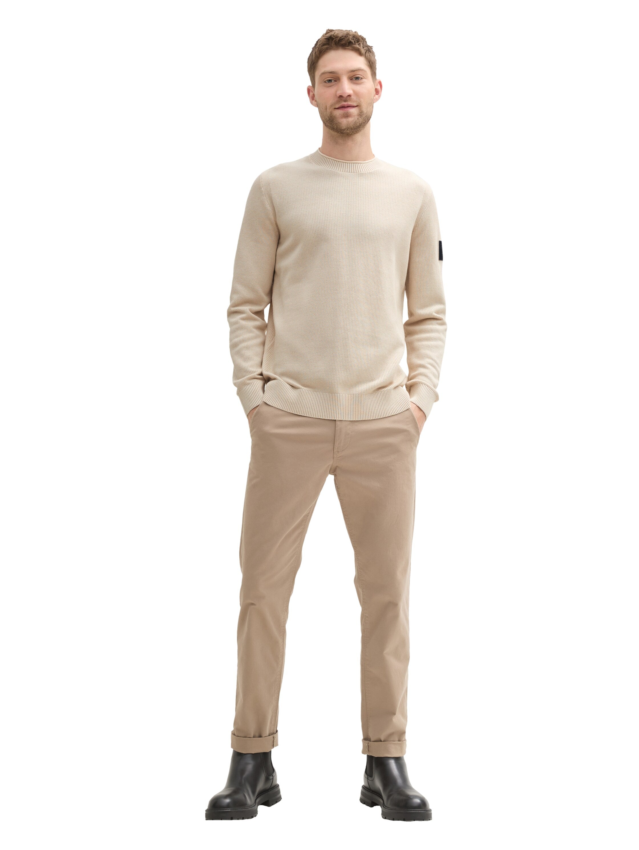 Tom Tailor Structured Knitted Beige Sweater