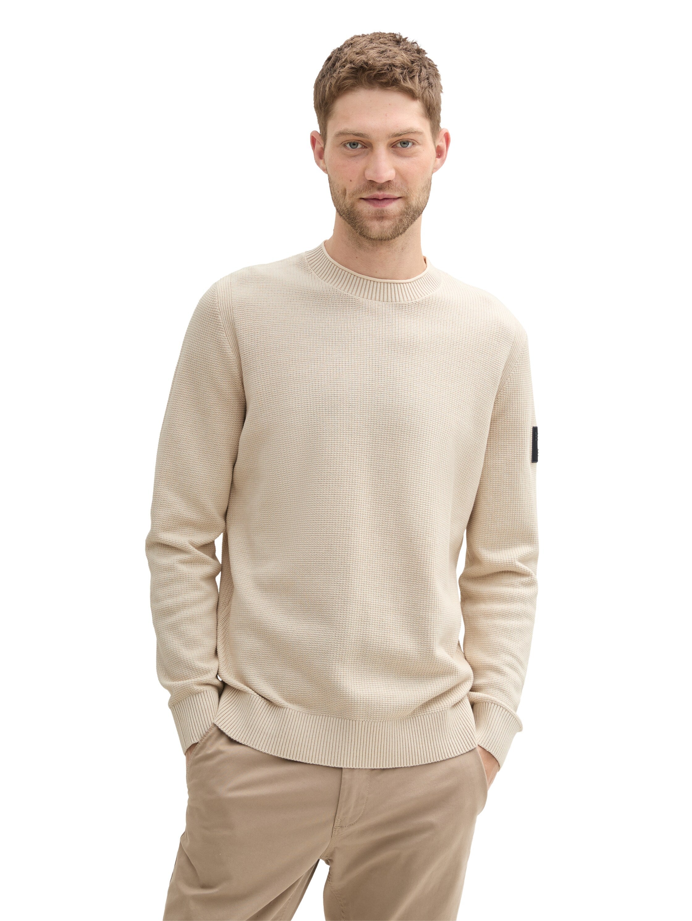 Tom Tailor Structured Knitted Beige Sweater