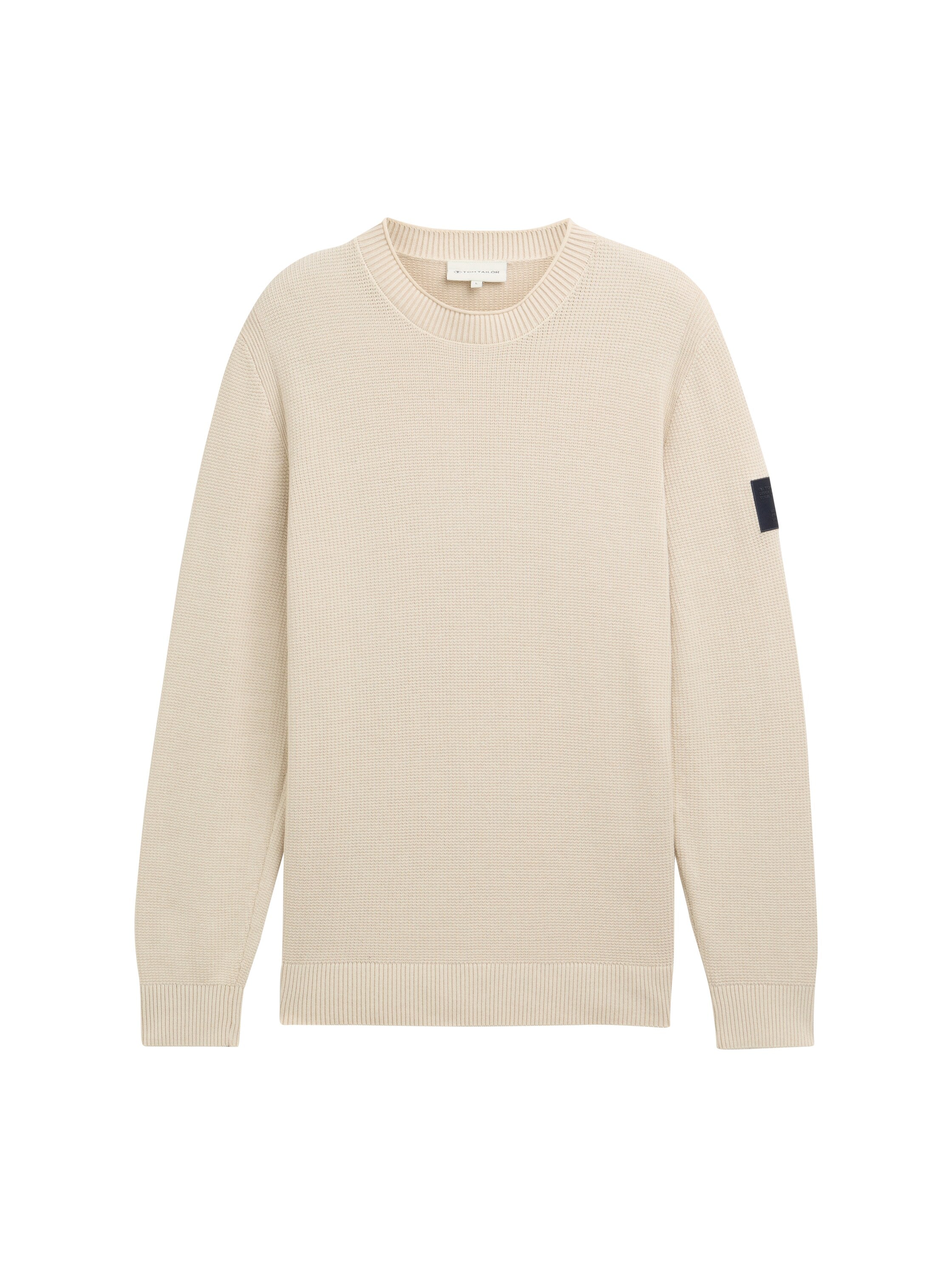 Tom Tailor Structured Knitted Beige Sweater