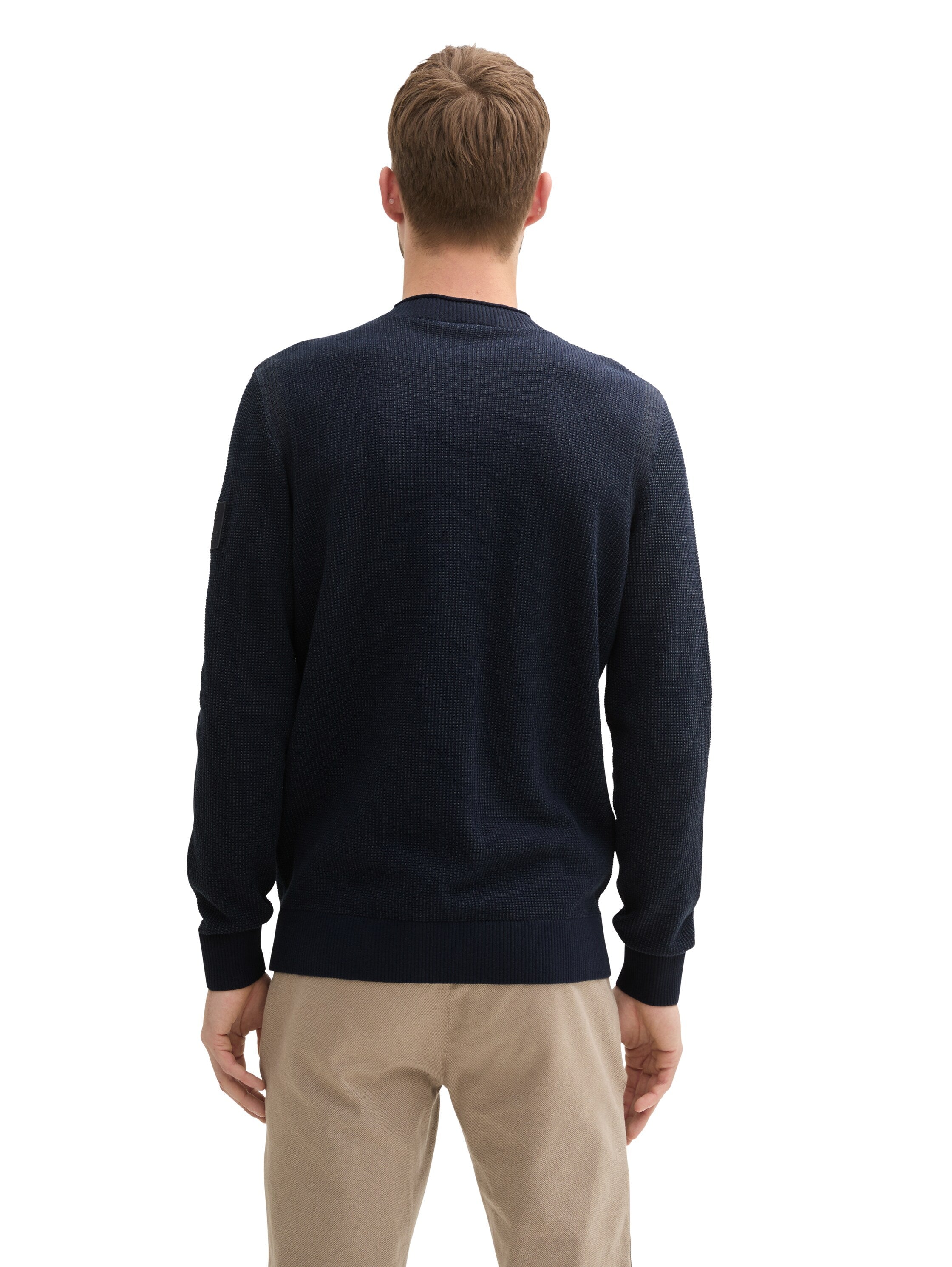 Tom Tailor Structured Knitted Navy Sweater