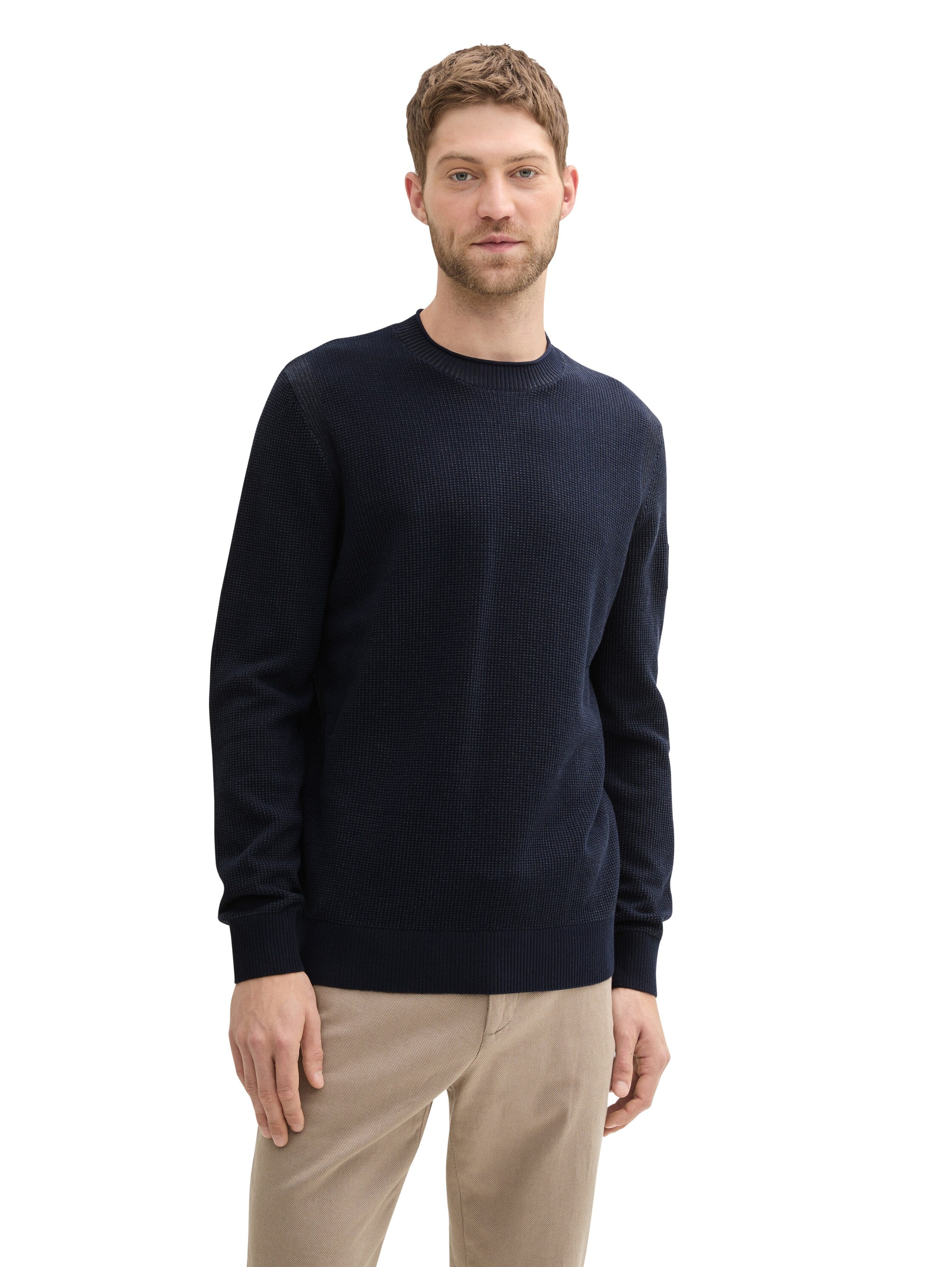 Tom Tailor Structured Knitted Navy Sweater