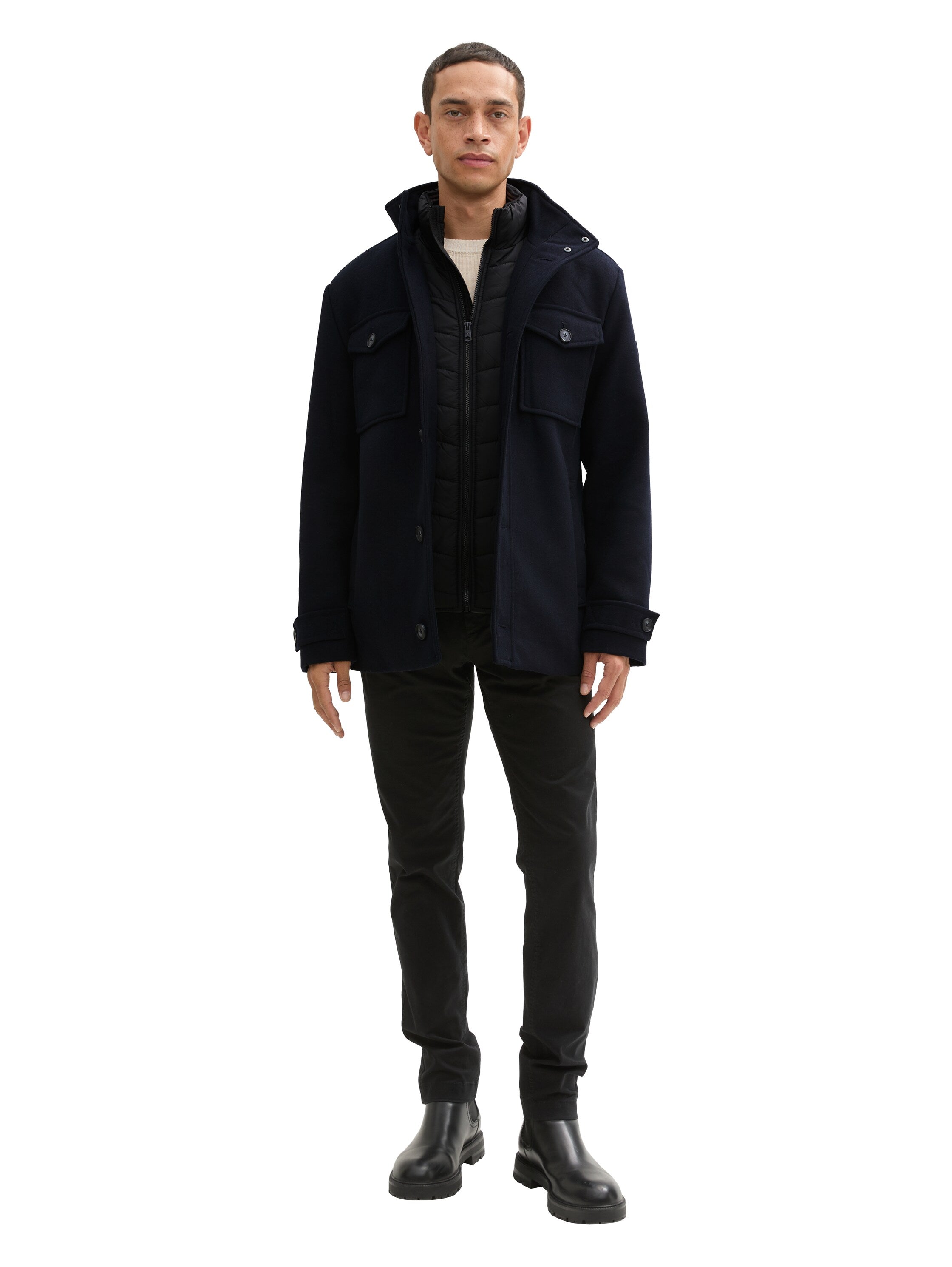 Tom Tailor 2 In 1 Dark Navy Jacket in Wool