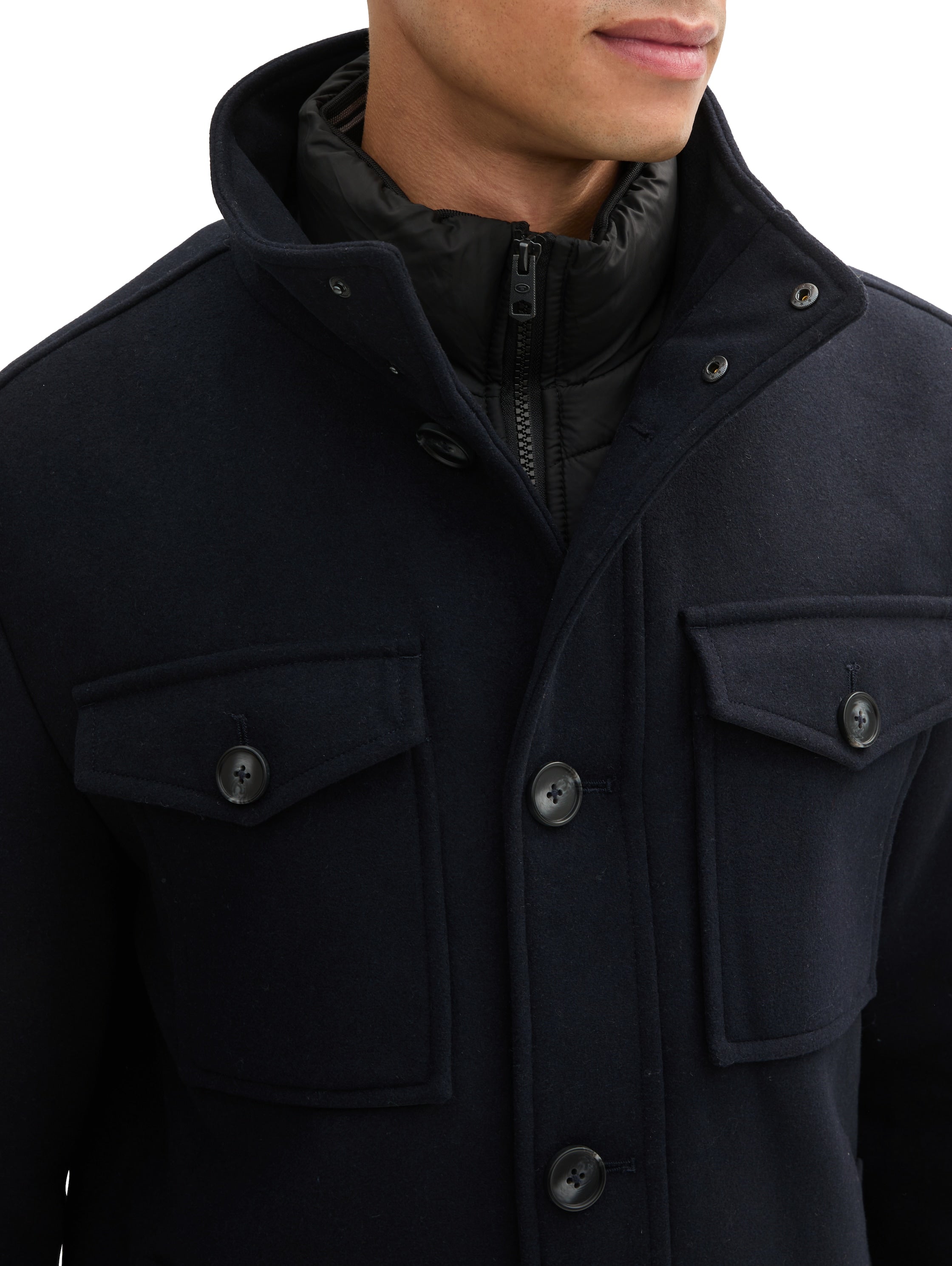 Tom Tailor 2 In 1 Dark Navy Jacket in Wool