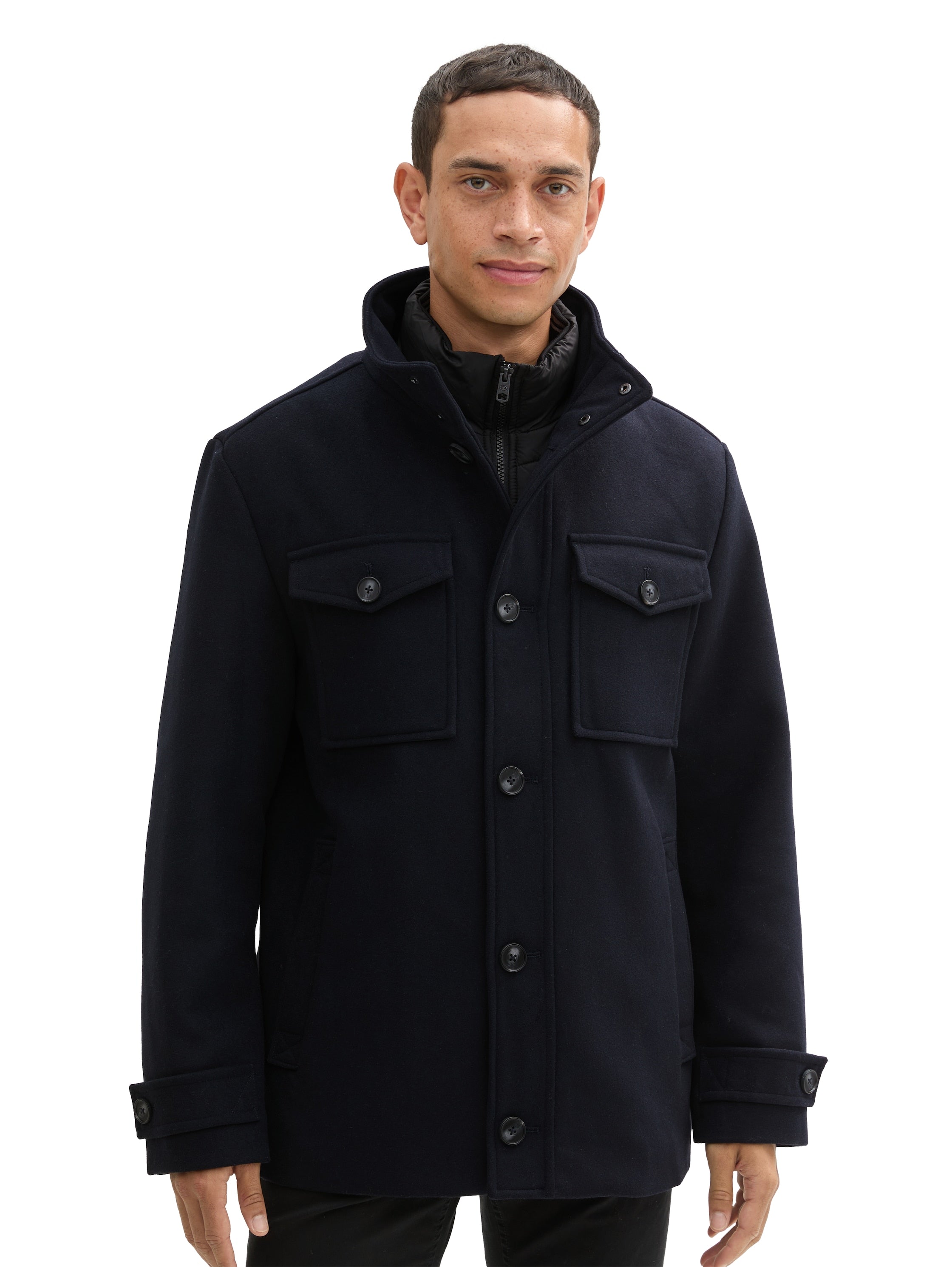 Tom Tailor 2 In 1 Dark Navy Jacket in Wool