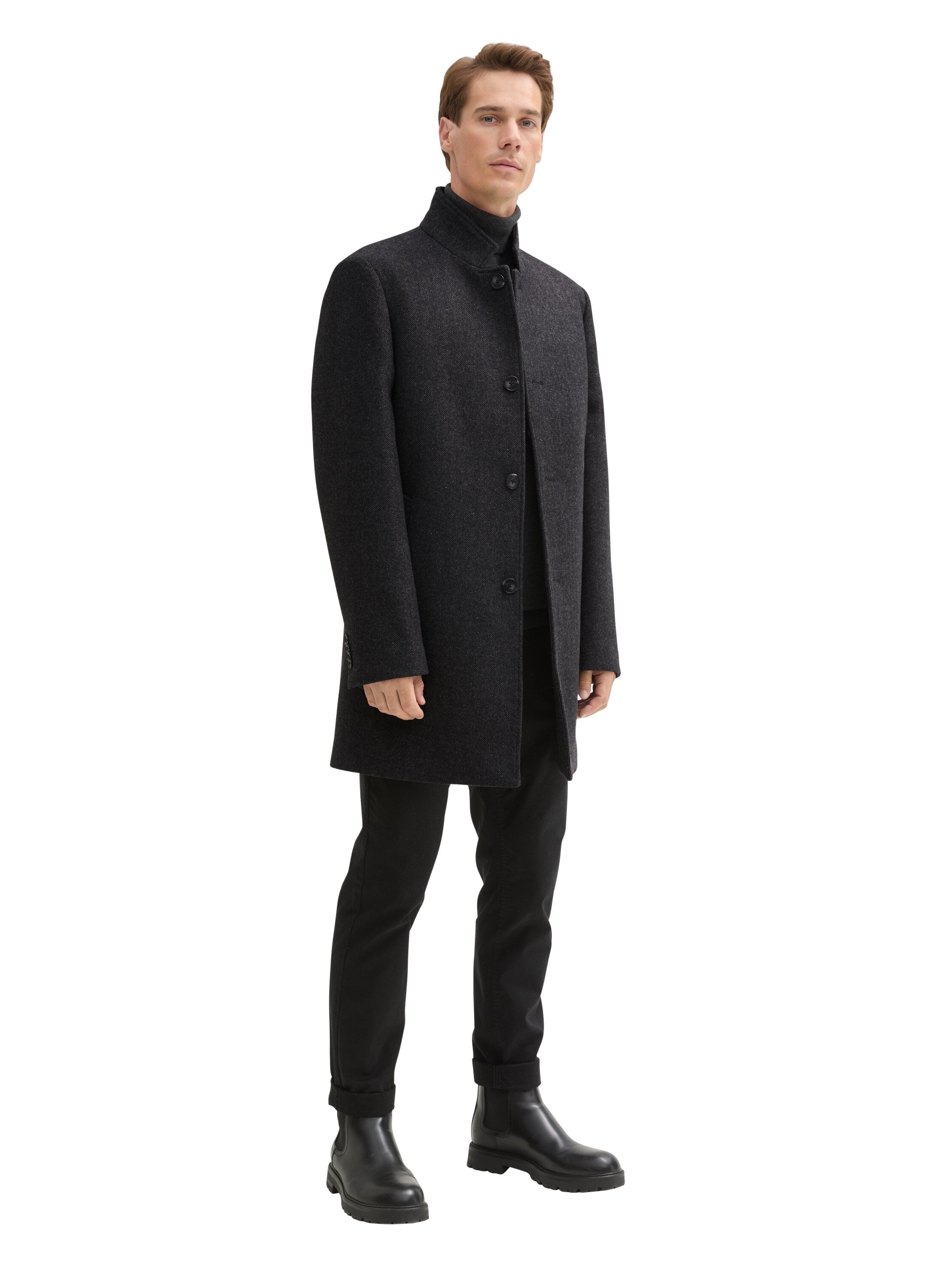 Tom Tailor Woolen Dark Grey Coat