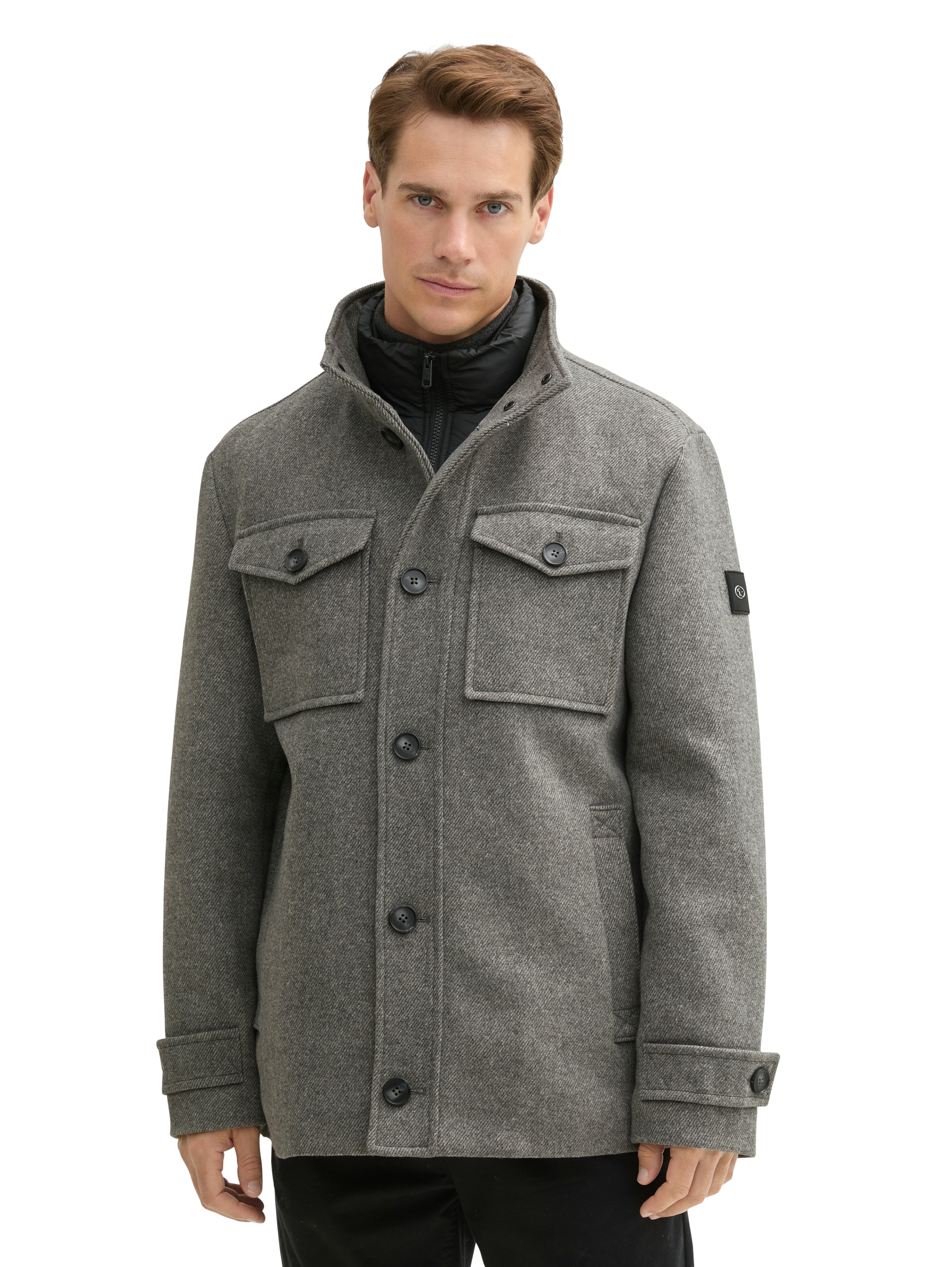 Tom Tailor 2 In 1 Dark Grey Jacket in Wool