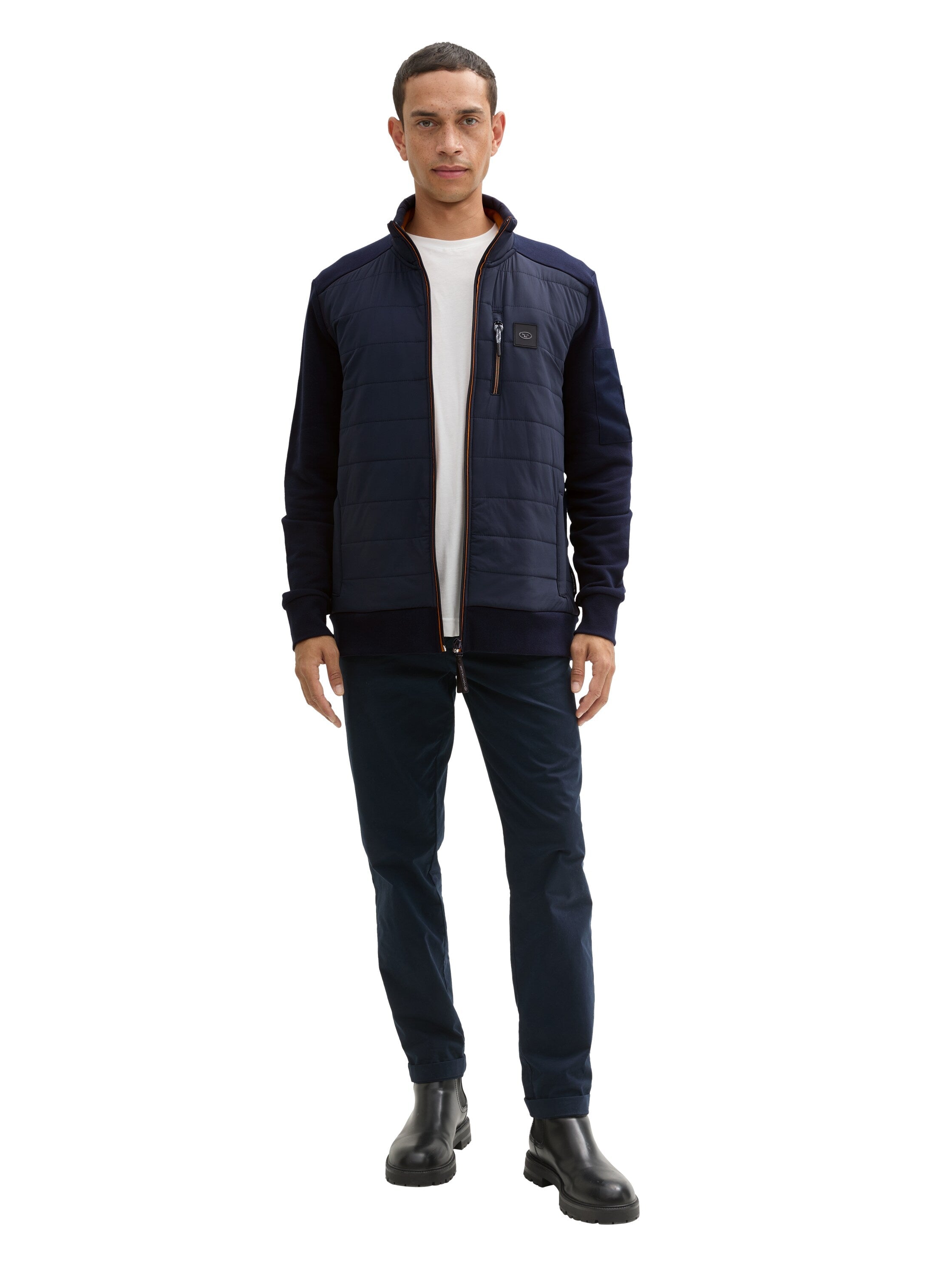 Tom Tailor Hybrid Navy Sweat Jacket With Stand Up Collar