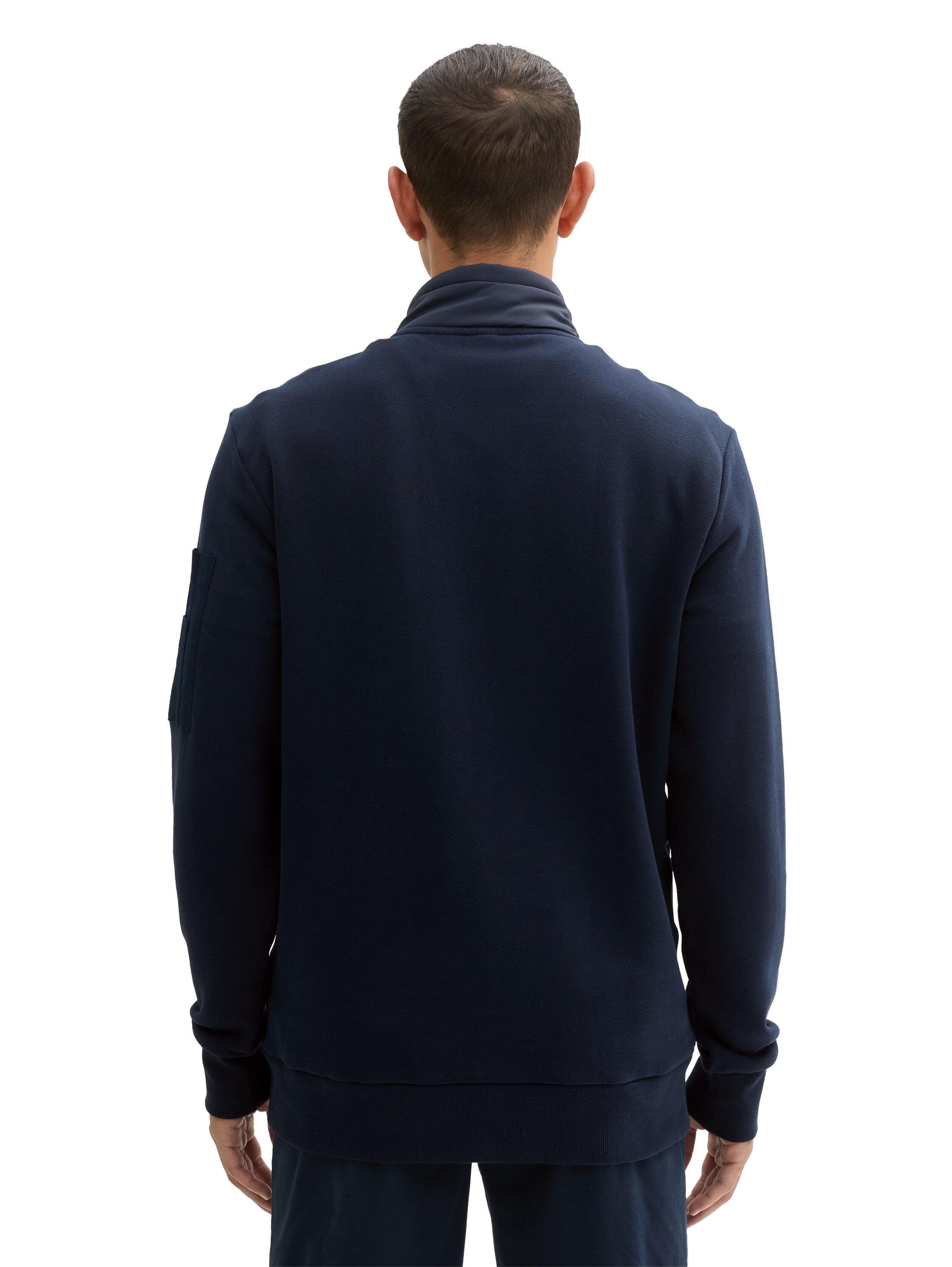 Tom Tailor Hybrid Navy Sweat Jacket With Stand Up Collar