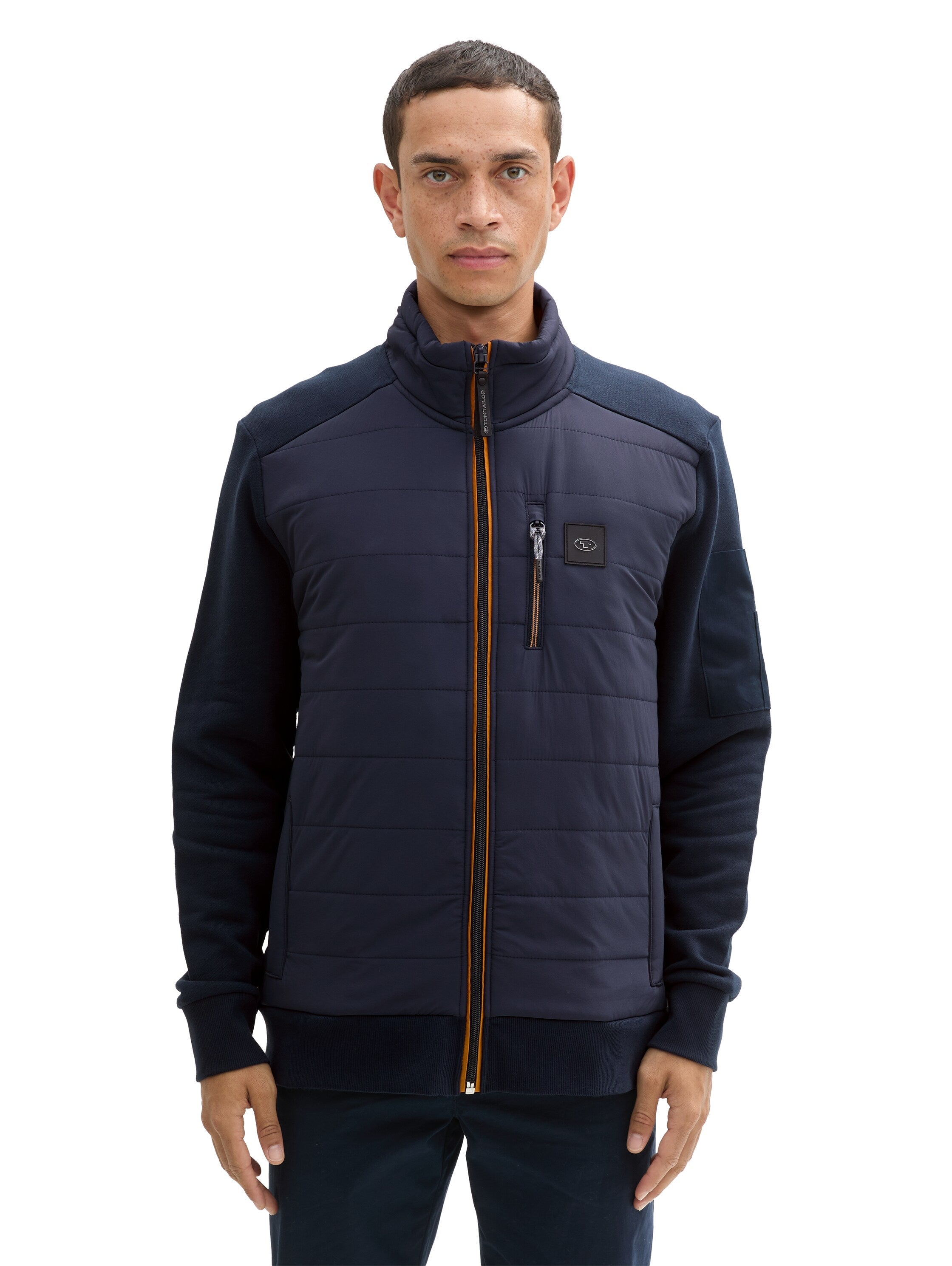 Tom Tailor Hybrid Navy Sweat Jacket With Stand Up Collar