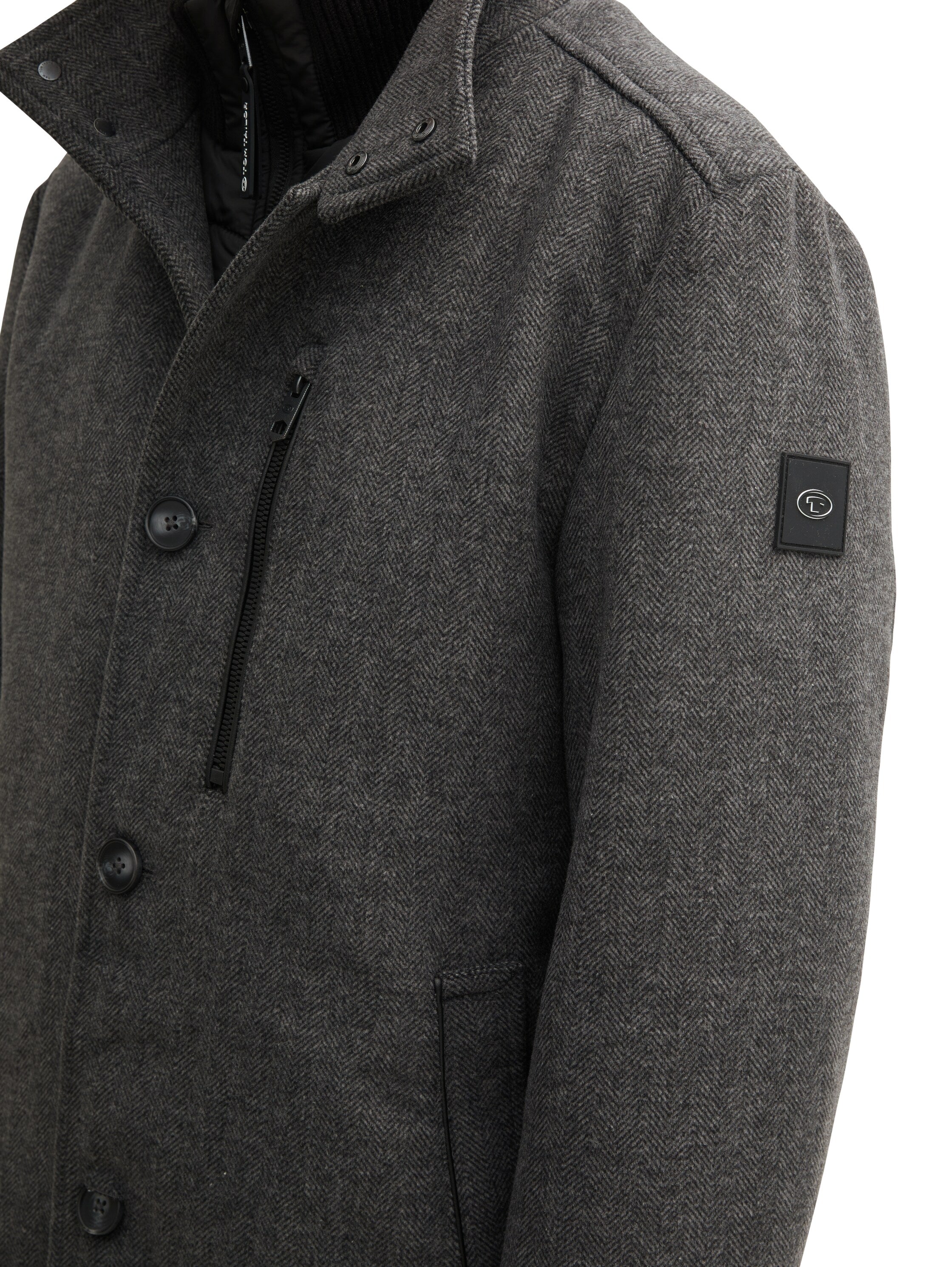 Tom Tailor 2 in 1 Dark Grey Coat With Wool Content