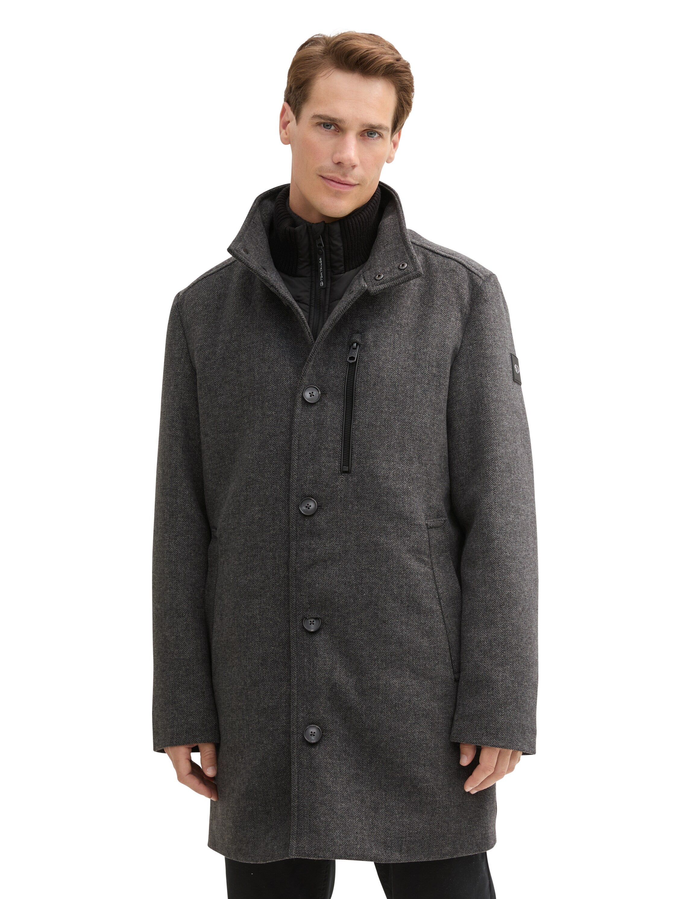 Tom Tailor 2 in 1 Dark Grey Coat With Wool Content