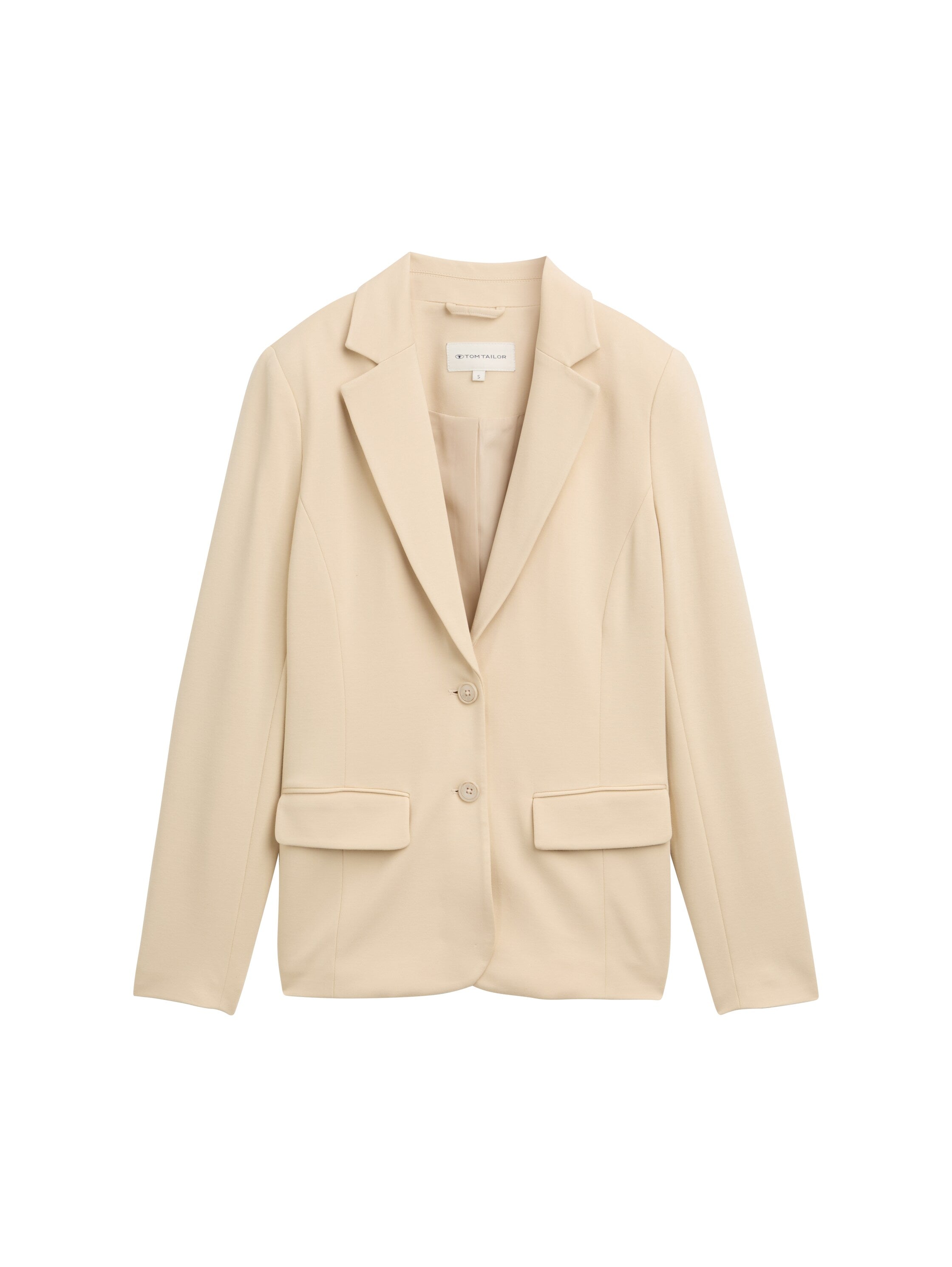 Tom Tailor Beige Slim Fit Blazer With Flap Pockets