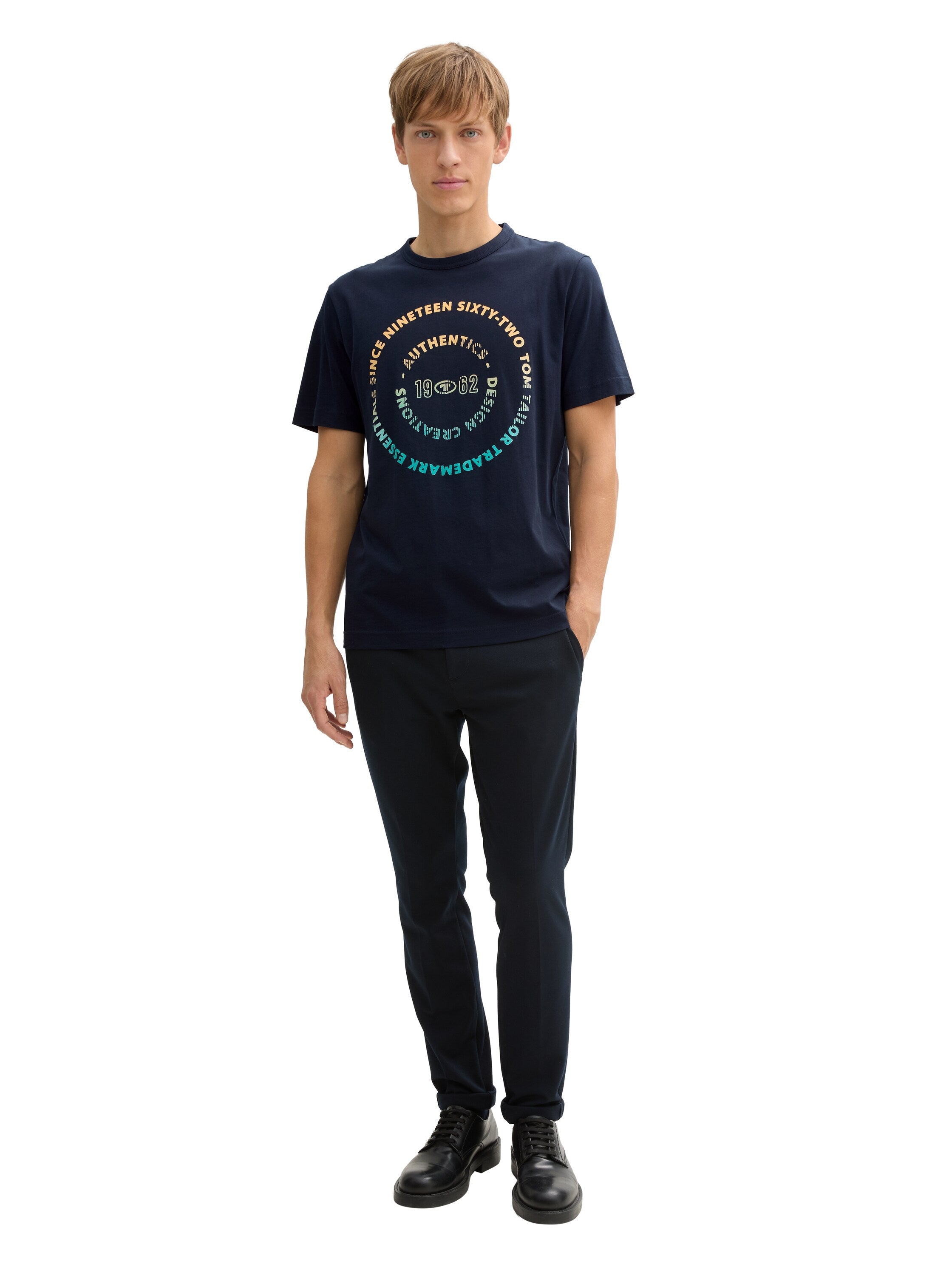 Tom Tailor Navy Cotton T-shirt With Print