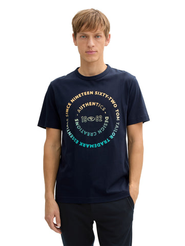 Tom Tailor Navy Cotton T-shirt With Print