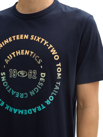 Tom Tailor Navy Cotton T-shirt With Print