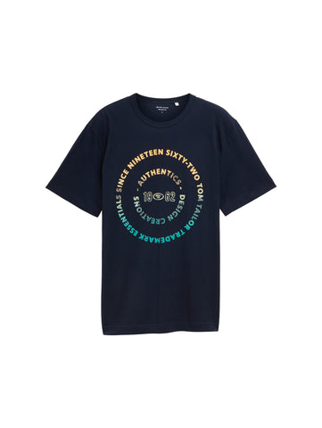 Tom Tailor Navy Cotton T-shirt With Print