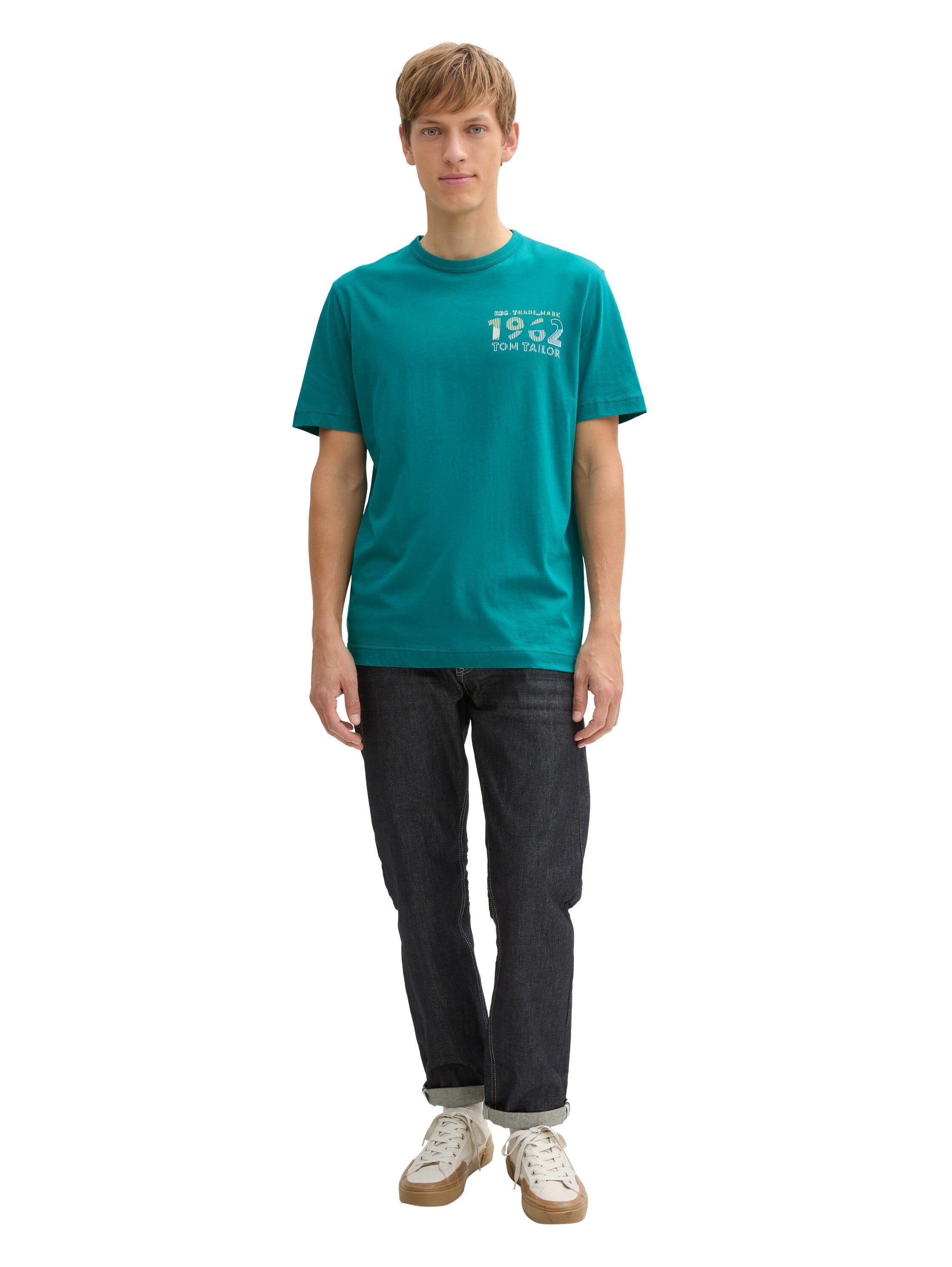 Tom Tailor Turquoise Cotton T-shirt With Print