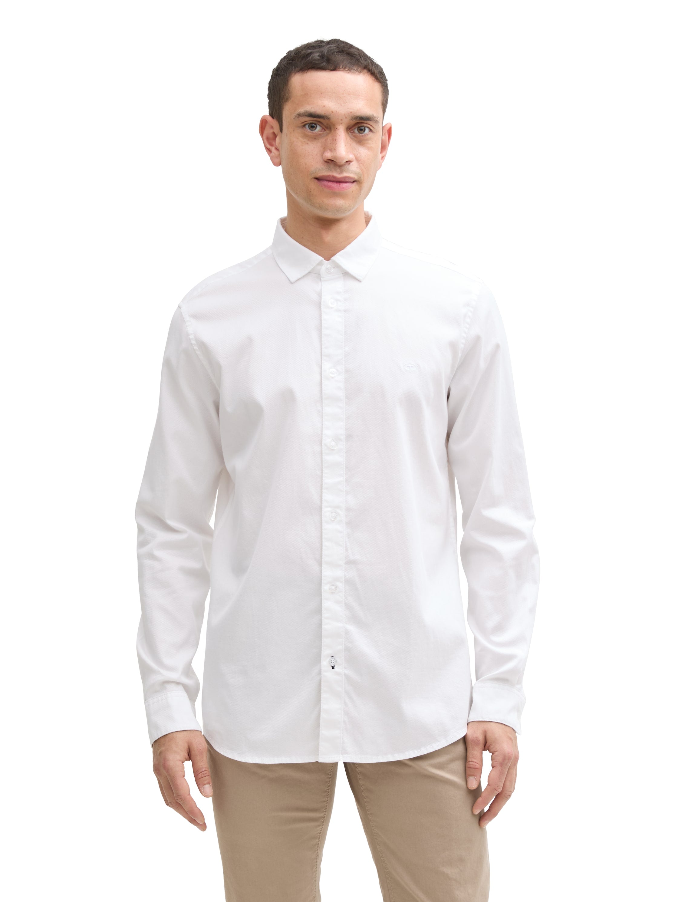 Tom Tailor Long Sleeved White Basic Shirt