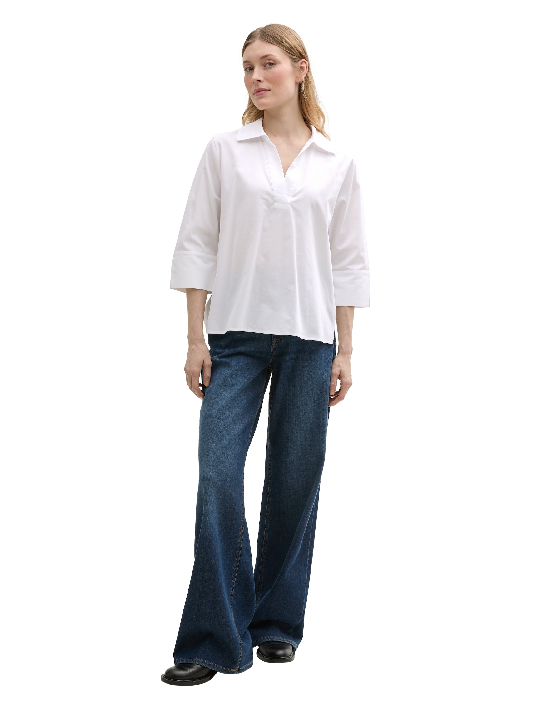 Tom Tailor White Loose Fit Blouse With Collar